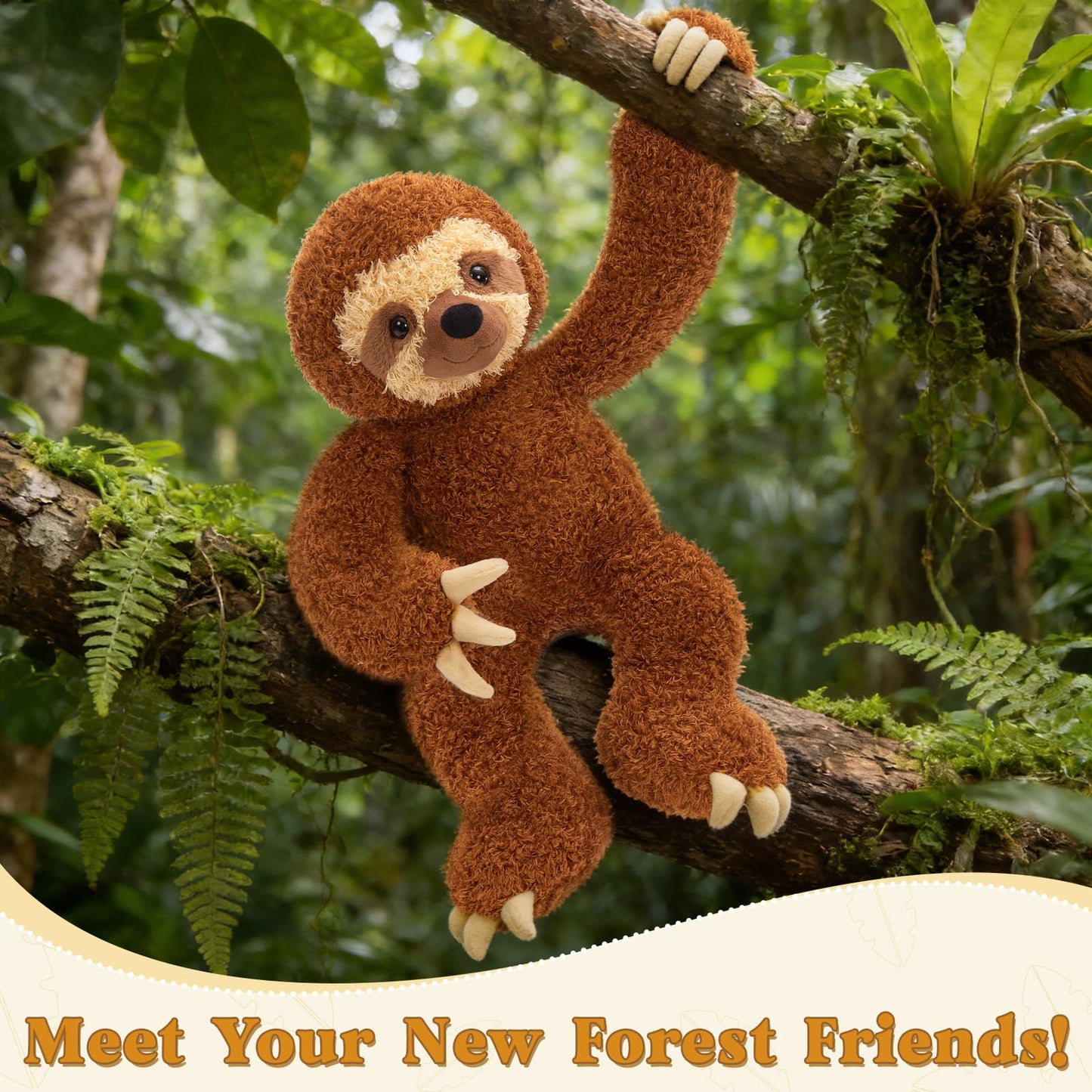 MorisMos Sloth Stuffed Animal 18" Plush Sloth Plush Toy Sloth Plushie Huggable Sloth Pillow Stuffed Sloth Toy Gifts for Boys Girls and Kids for Comforting Companion Imaginative Play