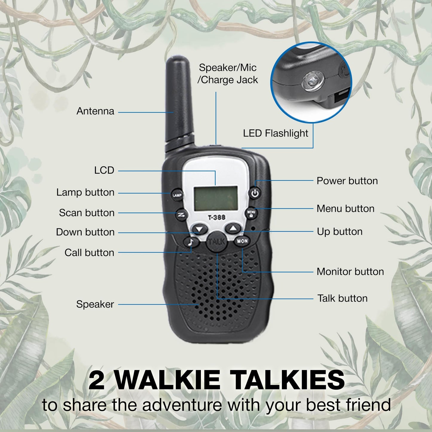 Nature Exploration Gear - Outdoor Adventure Kit with Walkie Talkies for Kids - Camping, Hiking, Backyard Toys - Creative Play Set for Boys and Girls