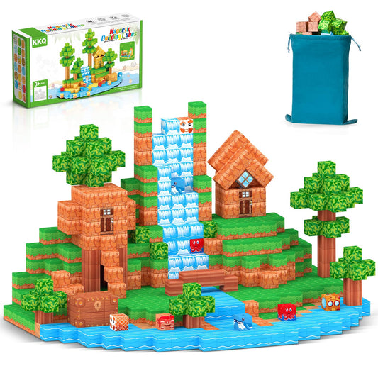 KKQ 100PCS Magnetic Blocks,STEM Building Toys for Boys 3+,Toddler Sensory Constructions Stacking Magnet Blocks,Christmas Birthday Gifts for Girls Age 4 5 6 7 8 9 10