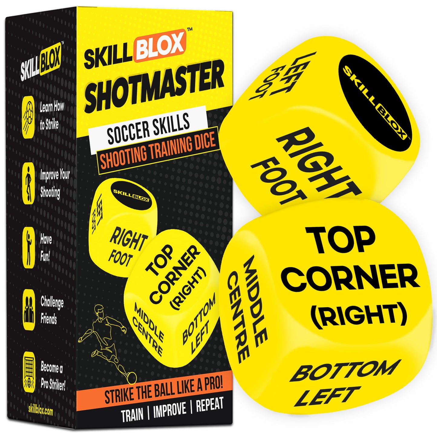 Skill Blox Soccer Gift for Boys – ShotMaster Shooting Training Dice – Fun Soccer Shooting Training Game for Kids, Boys & Girls 8–14