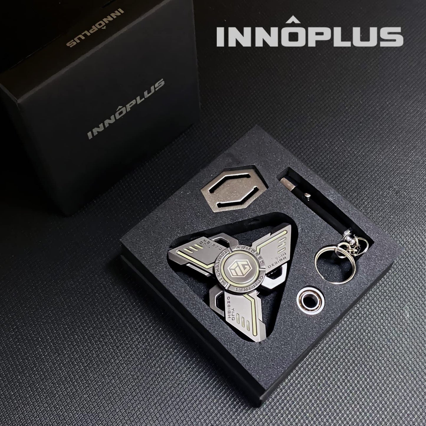INNÔPLUS Fidget Spinner, Fidget Spinners Cool, Fidget Spinners for Adults, Stress Anxiety ADHD Relief Figets Toy, Fidget Light Up Spinner, Metal Finger Hand Spinner Toy with Luminous Light