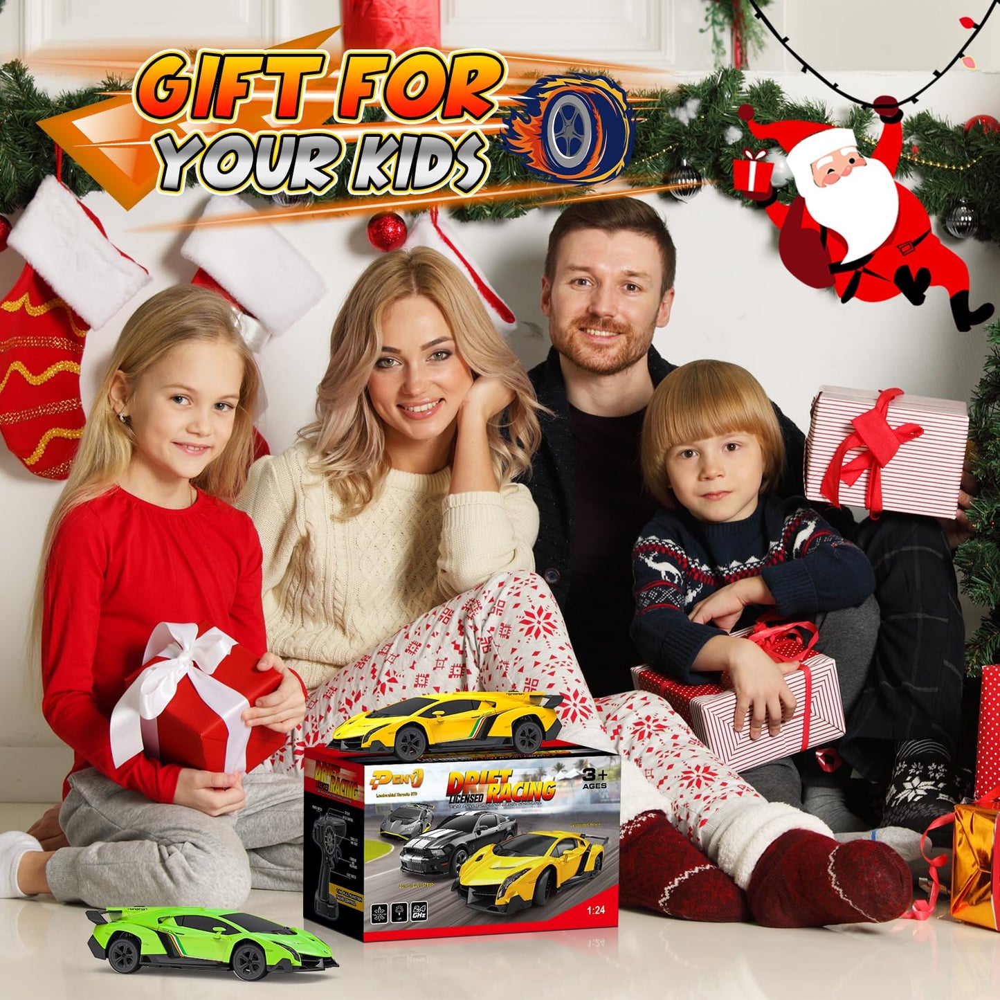 Innofans Lamborghini Remote Control Car, Officially Licensed 1:24 Scale 2.4GHz RC Drift Car Toys with Headlight PCS, Lambo Hobby Rc Cars for Boy Girl 4-12 Years Old, Birthday Gift (Green)