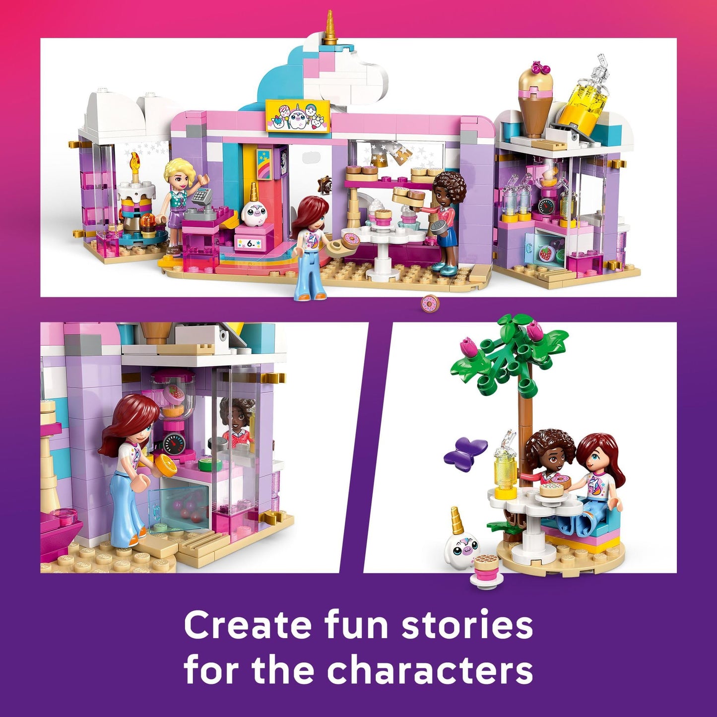 LEGO Friends Unicorn Dream Café Building Toy for Girls & Boys - Pretend Playset for Kids, Ages 6+ - Gift for Birthdays - W/Paisley, Aliya, & Iza Minidolls & Accessories - 42684