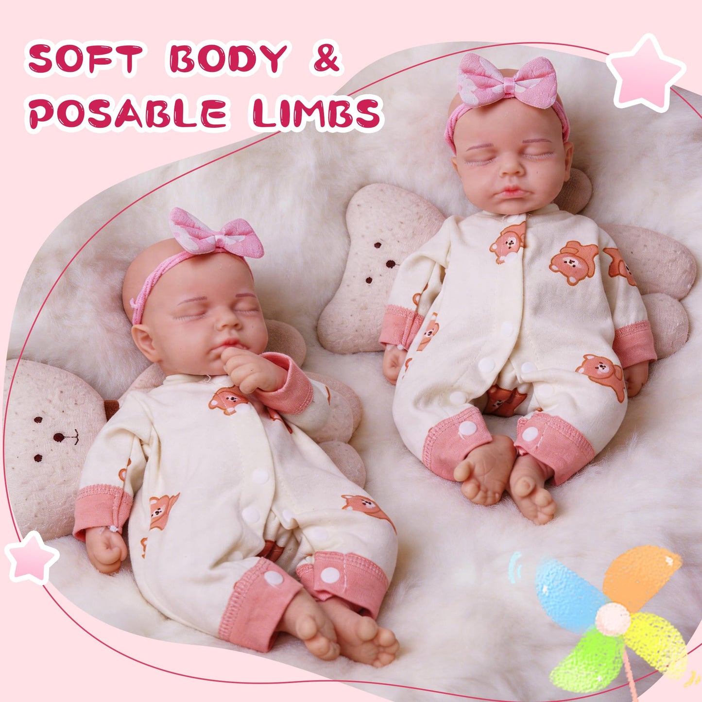 GiggleBabble 12 Inch Full Body Silicone Reborn Baby Doll Girl - Eyes Closed - 2.4lbs Weighted Lifelike Doll - 4.5/5 Stars Vine Tested - Soft Silicone Touch & Safe Gift for Kids 3+