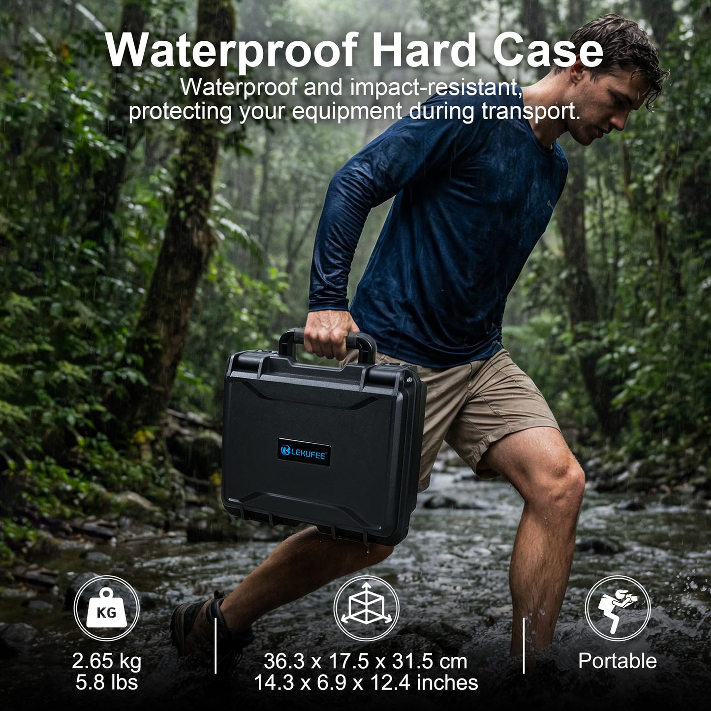 Lekufee Waterproof Hard Carrying Case for DJI Neo 2 Drone, Fly More Combo, DJI RC 2, RC N3, Goggles N3/3, RC Motion 3, and Accessories(Case Only)