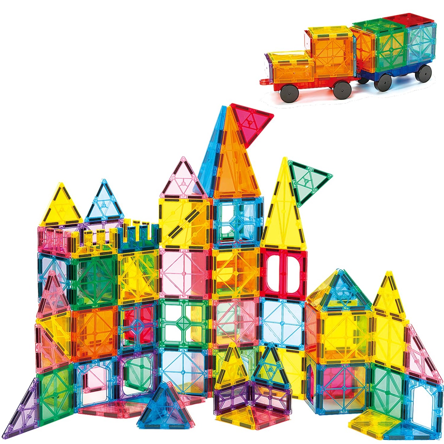 Diytoy Magnetic Tiles,100PCS 3D Building Blocks, Magnets Building Set for Kids, Construction STEM Stacking Toys, Magnets Toy Gift for Toddlers, Boys and Girls
