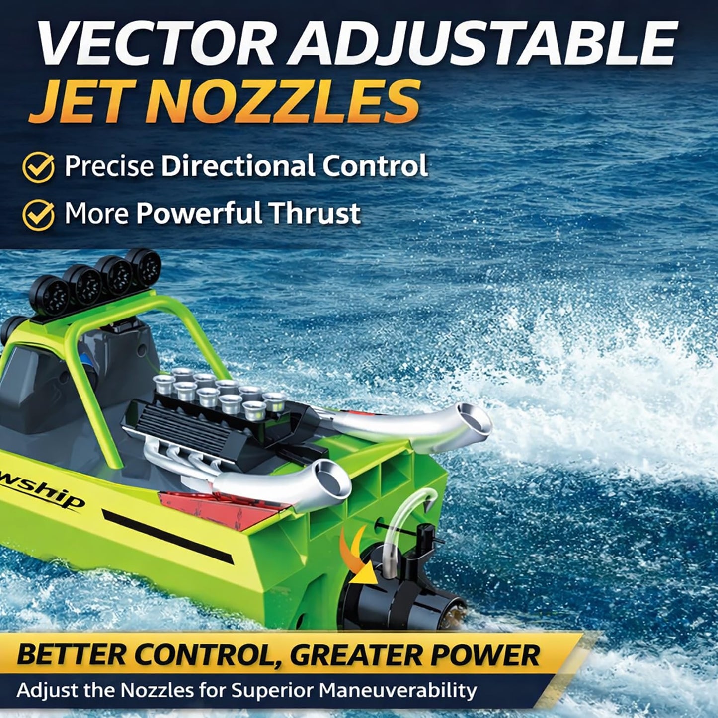 CLORPTYSL Fast RC Speed Boat, 30Kph Jet Racing Boat with Powerful Jet Propulsion for Adult & Children, 2 * 1500mAh Batteries Electric Remote Control Small Water Boat for Pool, Lake, River (Green)
