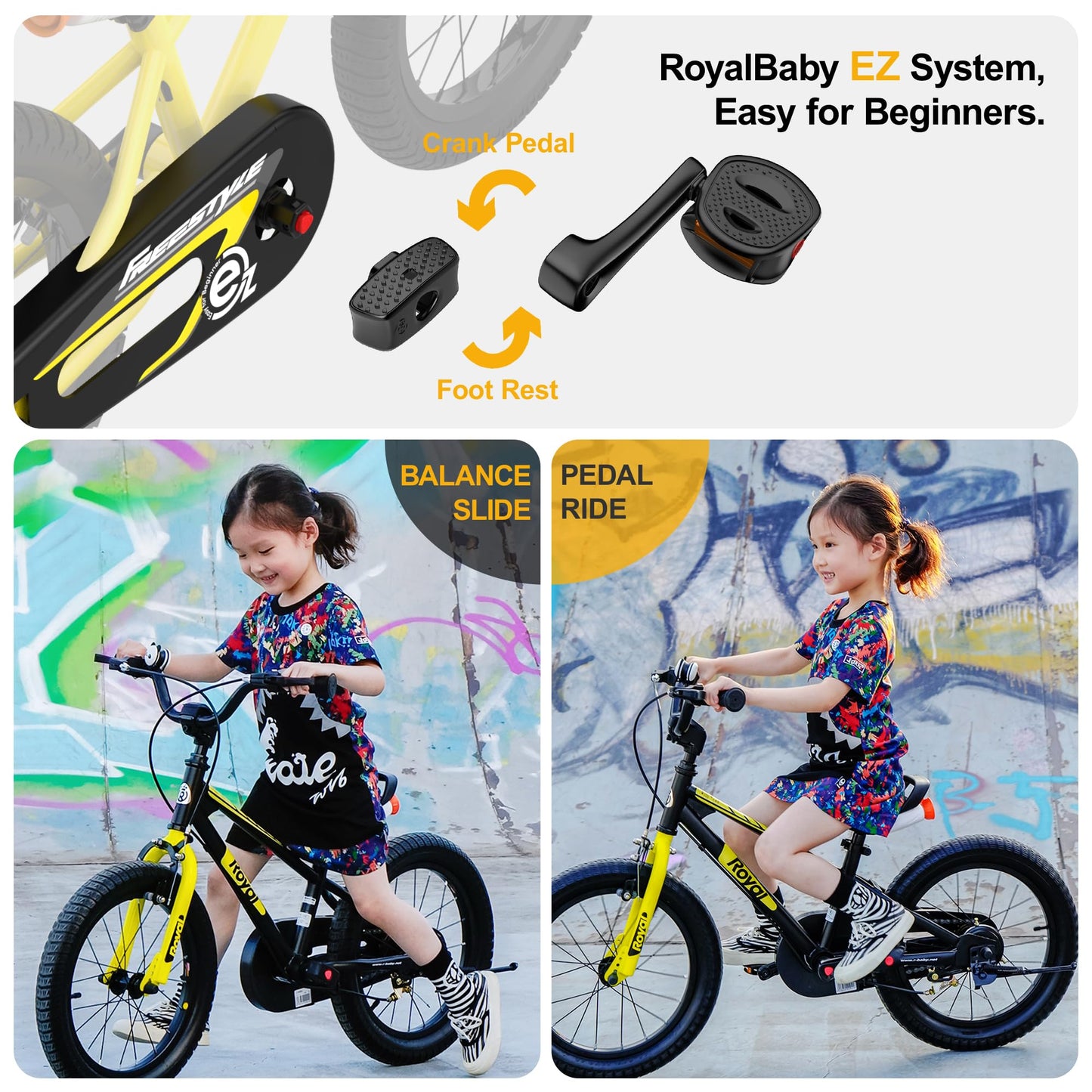RoyalBaby EZ Toddlers Kids Bike, 12 Inch Wheel Bicycle with Quick Release Crank for Beginners Boys Girls Ages 3-4 Years Easy Learn Biking, Royal Blue