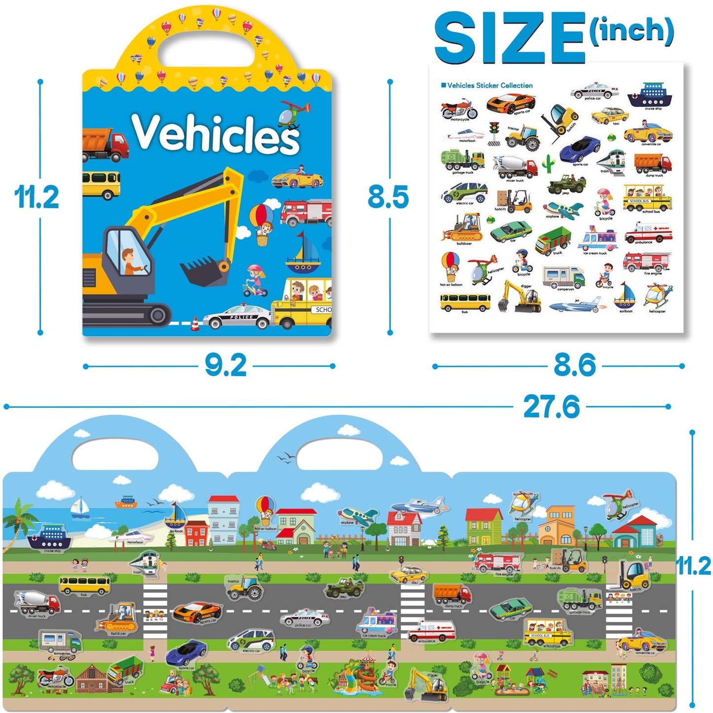 iGetooy 3 Sets Sticker Books for Toddlers 2-4 Years, Reusable Stickers Books for Toddlers 1-3, Travel Toys for Kids 1-3, Airplane Travel Essentials for Kids