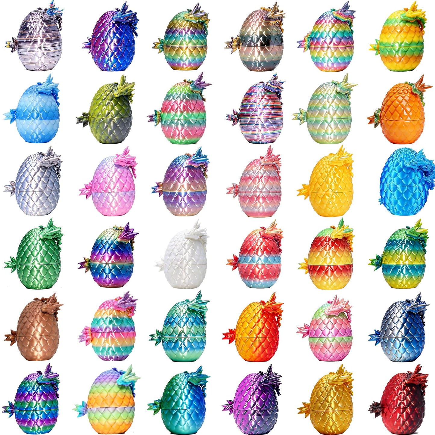 36PCS 3D Printed Dragon Eggs with Dragon Inside, Mystery Articulated Crystal Dragon Toy Bulk, Flexible Fidget Figures for Kids Party Favors, Christmas Easter Basket Stuffers, Birthday Gifts Kids Teens