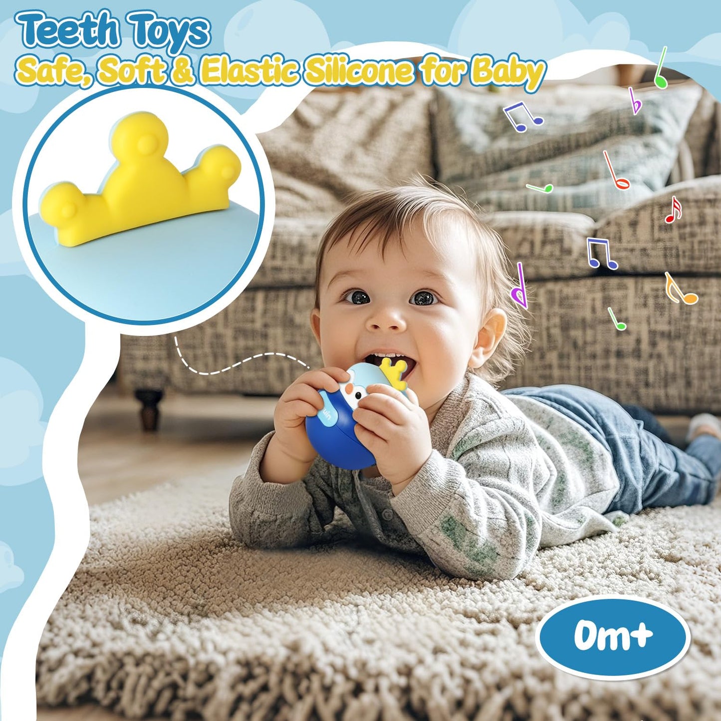 Yaozyety Baby Penguin Wobble Toys, Infant Roly-Poly Tumbler Musical Wobbler, Babies Sensory Development & Teething Toy for Newborn 3-12 Month Baby Toddler Boys and Girls Gifts
