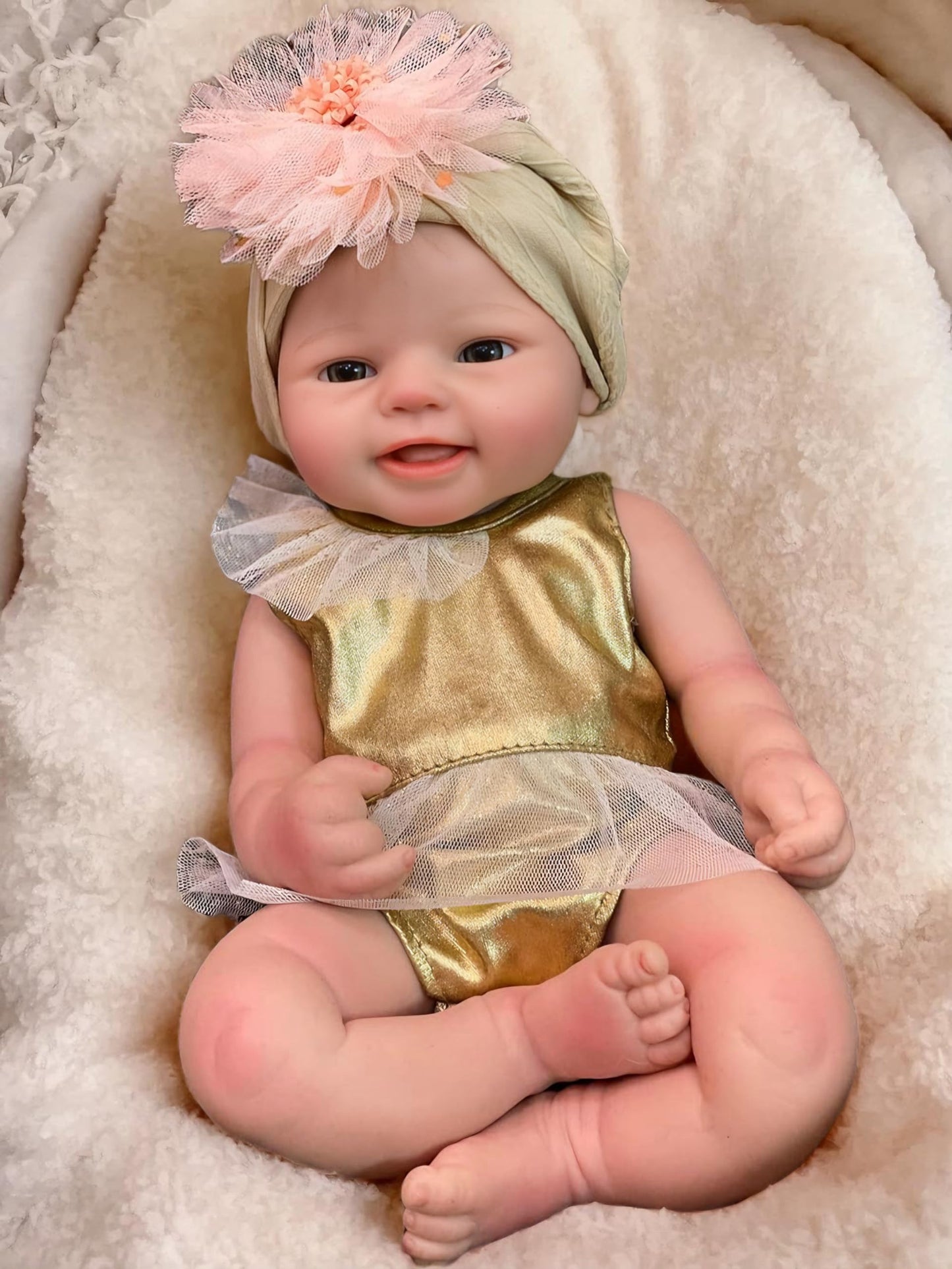 Abenduot Silicone Baby Doll - 15" Reborn Baby Dolls Silicone Full Body, Anatomically Correct Newborn Real Life Baby Doll with Feeding Kit & Box for Kids Age 3+