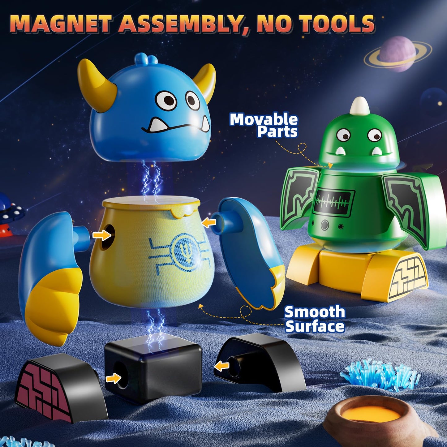 KIZONLY Magnets Robot Building Toys for Kids Ages 3-5 4-8, 36 PCS Monsters Robot Building Blocks Set with Storage Box, Creative Learning Christmas Birthday Gifts Toys for Boys Girls Ages 2-12