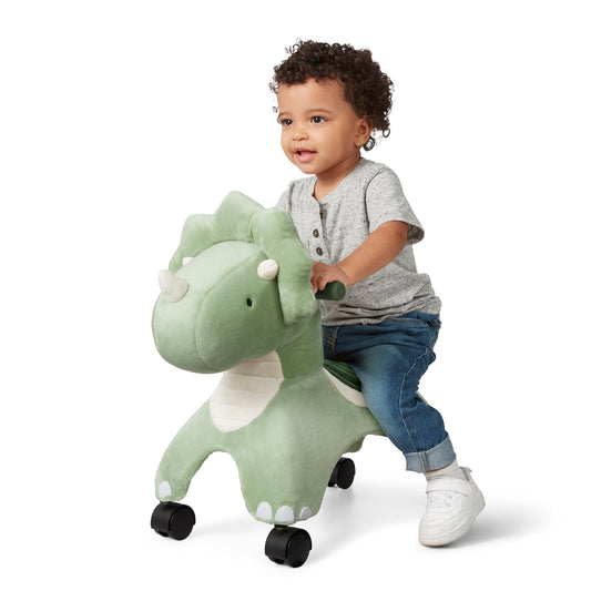 Radio Flyer Dash the Rolling Dinosaur Ride On, Ages 1-3, EZ-Glide 360-degree Wheels, Easy Grip Handles, Soft Plush Face, Ideal for Active and Imaginative Play, Toddler Ride On Toys