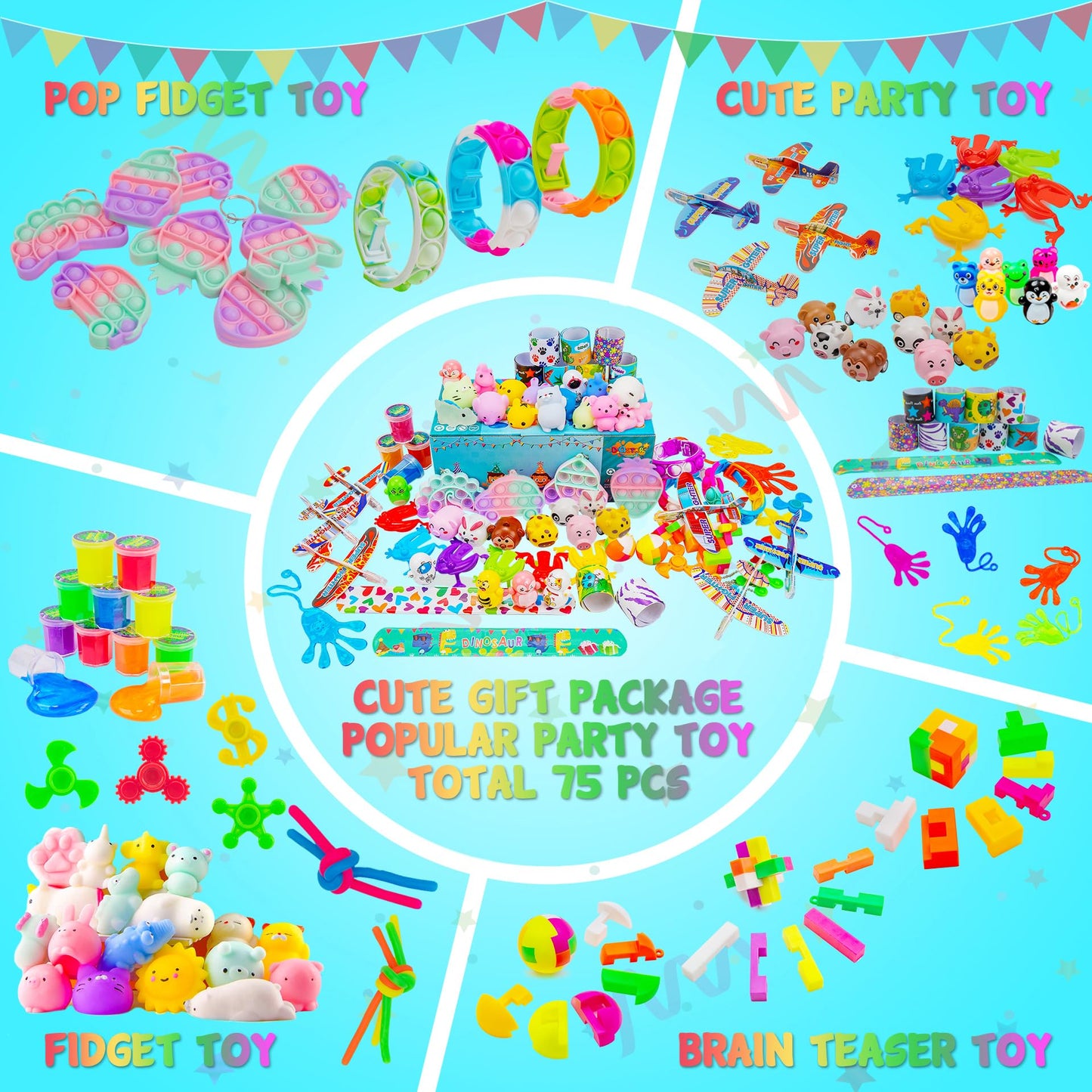 DQstar Party Favors Toy for Kids 4-8-12, Treasure Box Prizes for Classroom, Goodie Bags Stuffers, Prize Box Toys, Birthday Party Gifts, Carnival Prizes, Pinata Fillers, Treasure Chest