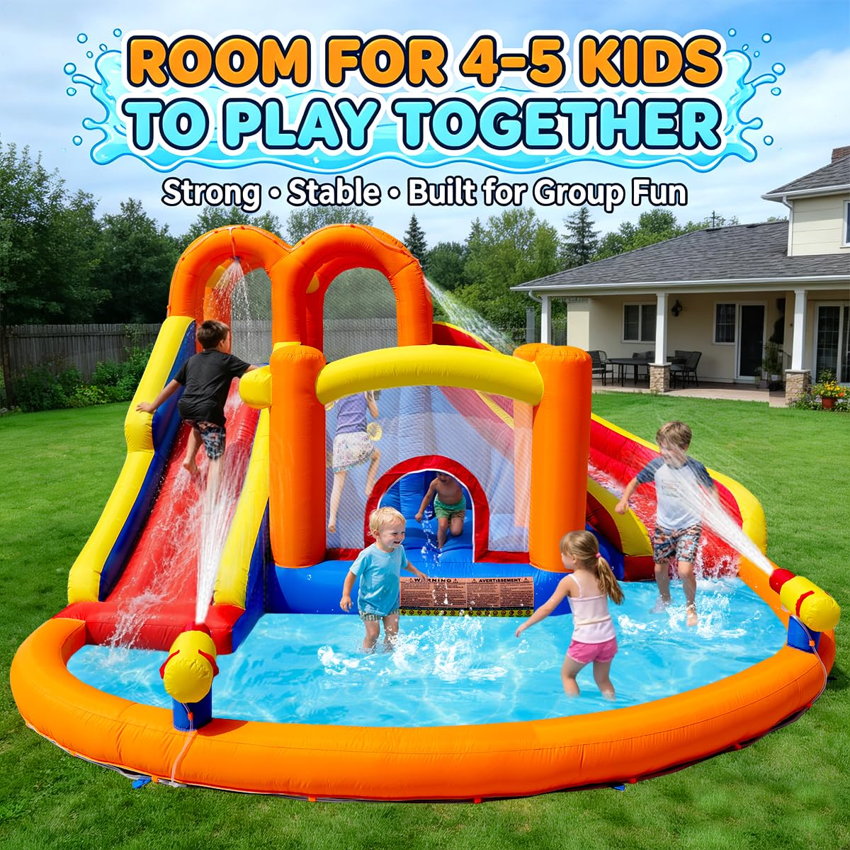 HuaKastro [Upgraded Version] Bounce House Water Slide Combo for Big Kids 8-12, Water Bounce House with Dual Long Slides & Big Splash Pool, Backyard Water Park for Kids 3-12