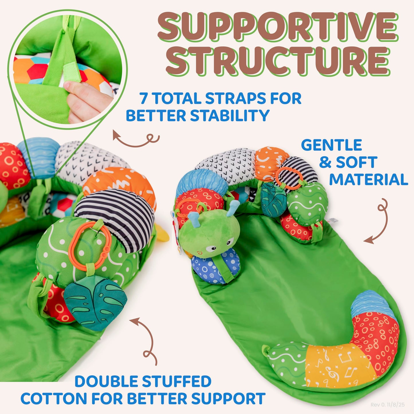 2-in-1 Tummy Time Mat & Baby Lounger Pillow - Seat Support for Baby Play Mat for Babies 0-6 Months, Infant Lounger Activity Center with Newborn Toys, Floor Pillows Sit Me Up, Infant Toys Floor Lounger