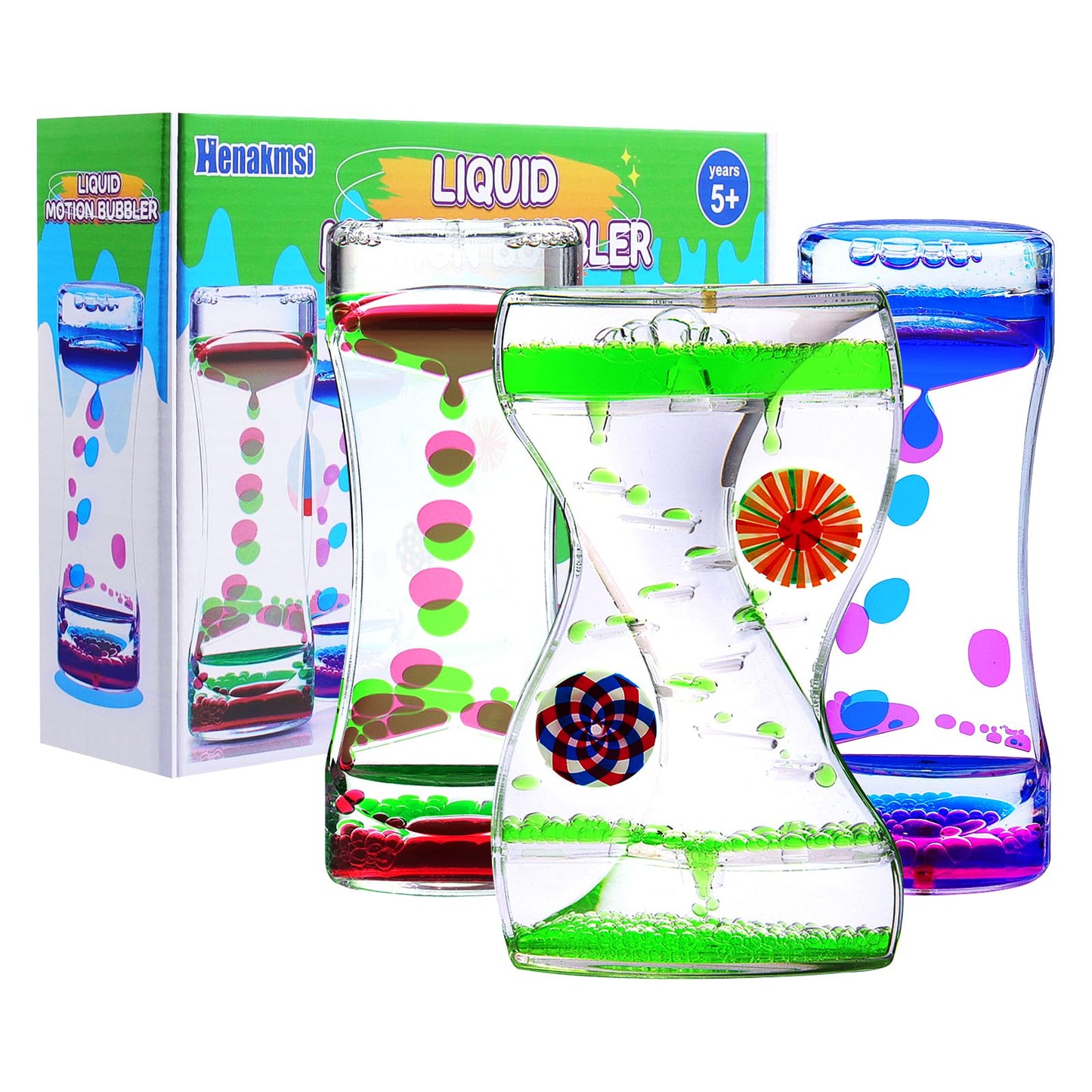 Beffkkip 3Pack Liquid Motion Bubbler Timer for Caliming Sensory Toys, Autism Toys,Fidget Toy, Children Activity, Novelty Gifts,Holiday Stocking Stuffers, ADHD Office Home Desk Decorations
