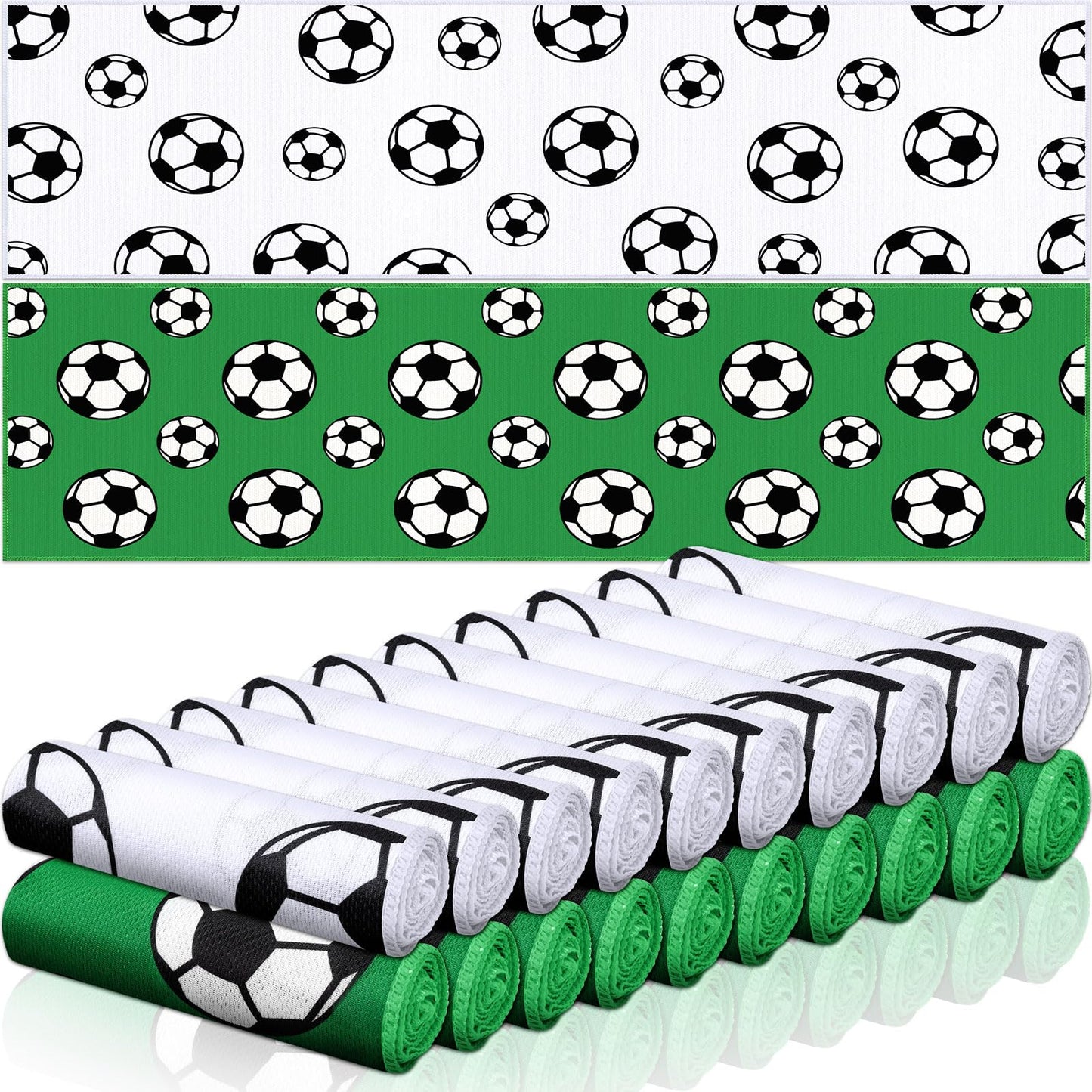 FuWeave 24 Pcs Sports Cooling Towels Baseball Basketball Softball 40 x 12 Inch Breathable Soccer Football Volleyball Microfiber Ice Towel Fast Drying for Sport Party Favors Team Gift(White,Soccer)