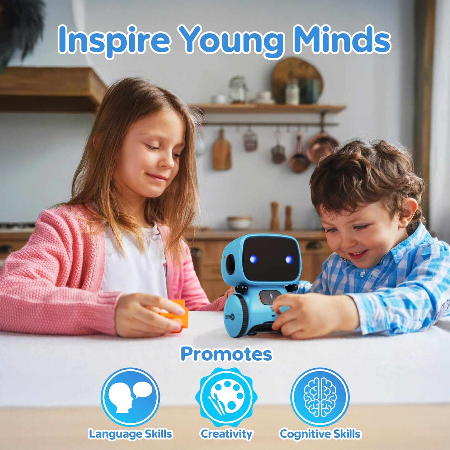 Contixo R1 Kids Robot Toy, Blue Interactive Smart Robots with Voice Control Talking Dancing Learning Touch Sensor Compact Educational Portable Toy for Boys Girls Toddlers 3-8 Years Old Birthday Gifts
