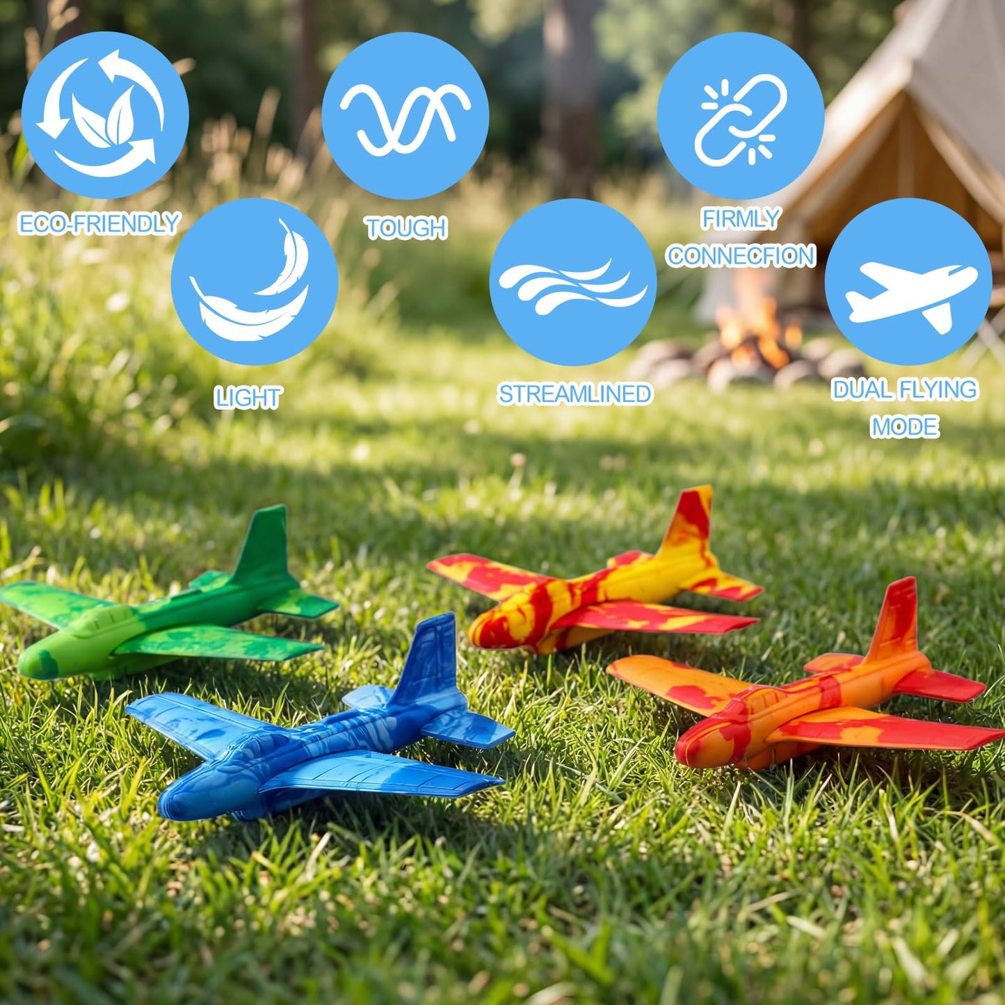 Teyva Daily 10 Pack Airplane Toys, Throwing Foam Planes for Kids Foam Airplanes Gliders Birthday Party Favor Gifts Stocking Filler Stuffer for Kids Boys Girls 8 9 10 11 12 Year Old (Camouflage Colors)
