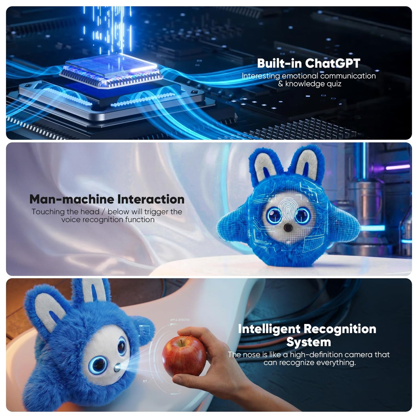 CVCBSER Smart Ai Companion Robot Cute Pet, Desk Robot Voice Chat gpt Emotional Interaction, Richness Expressiveness Ai Pet Robot for Adults Kids Chat (Grey Face)