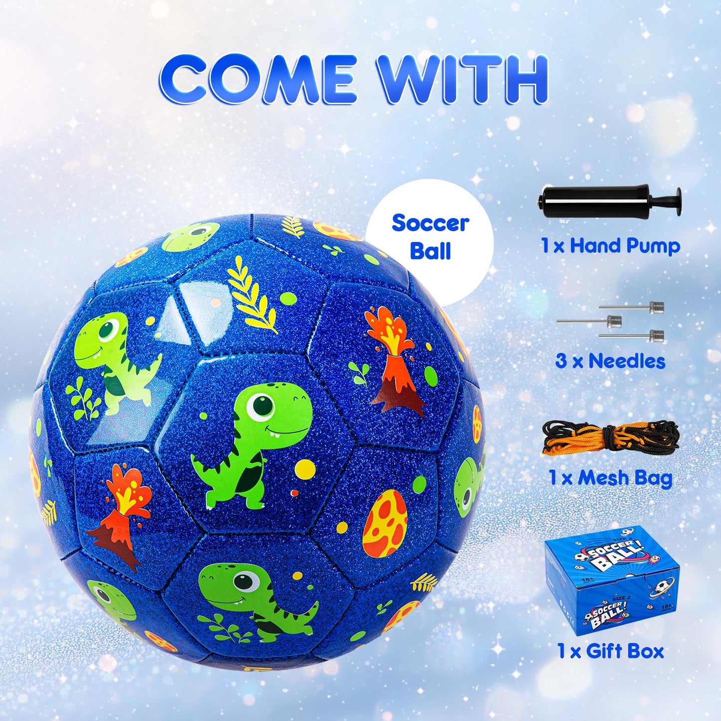 EVERICH TOY Toddler Soccer Ball - 5.9“ Small Soccer Ball Size 2 with Pump - Dinosaur Toys Indoor Outdoor Play Balls Games - Great Birthday Gifts for Children Girls Boys