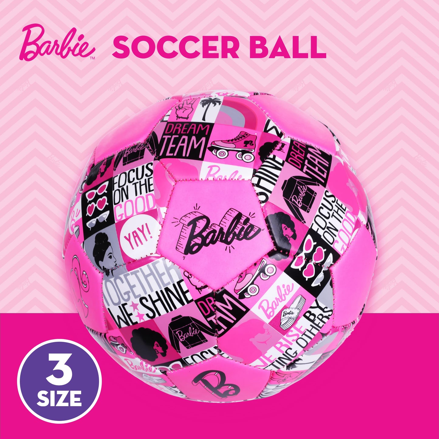 Capelli Sport Barbie Soccer Ball Size 3 – Pink Dream Team Kids Futbol, Officially Licensed Mattel Training Ball for Boys & Girls, Youth Indoor/Outdoor Play