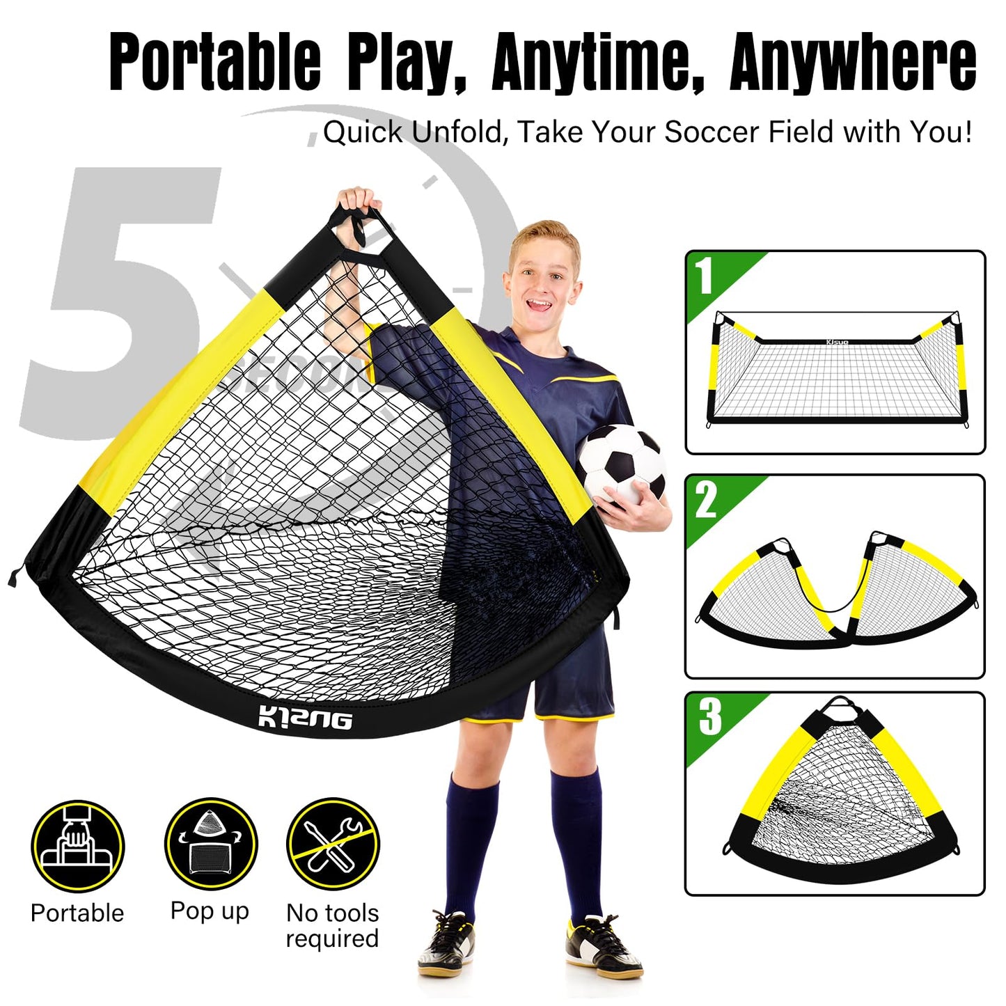 Kids Soccer Goal for Backyard Set - 2 of 6x4 ft Soccer Goals Net Training Equipment, Soccer Nets for Kids Age 3-5 6-8 8-10 10-12, Ball, Targets for Toddler Kid Youth Soccer Games Sports Outdoor Play
