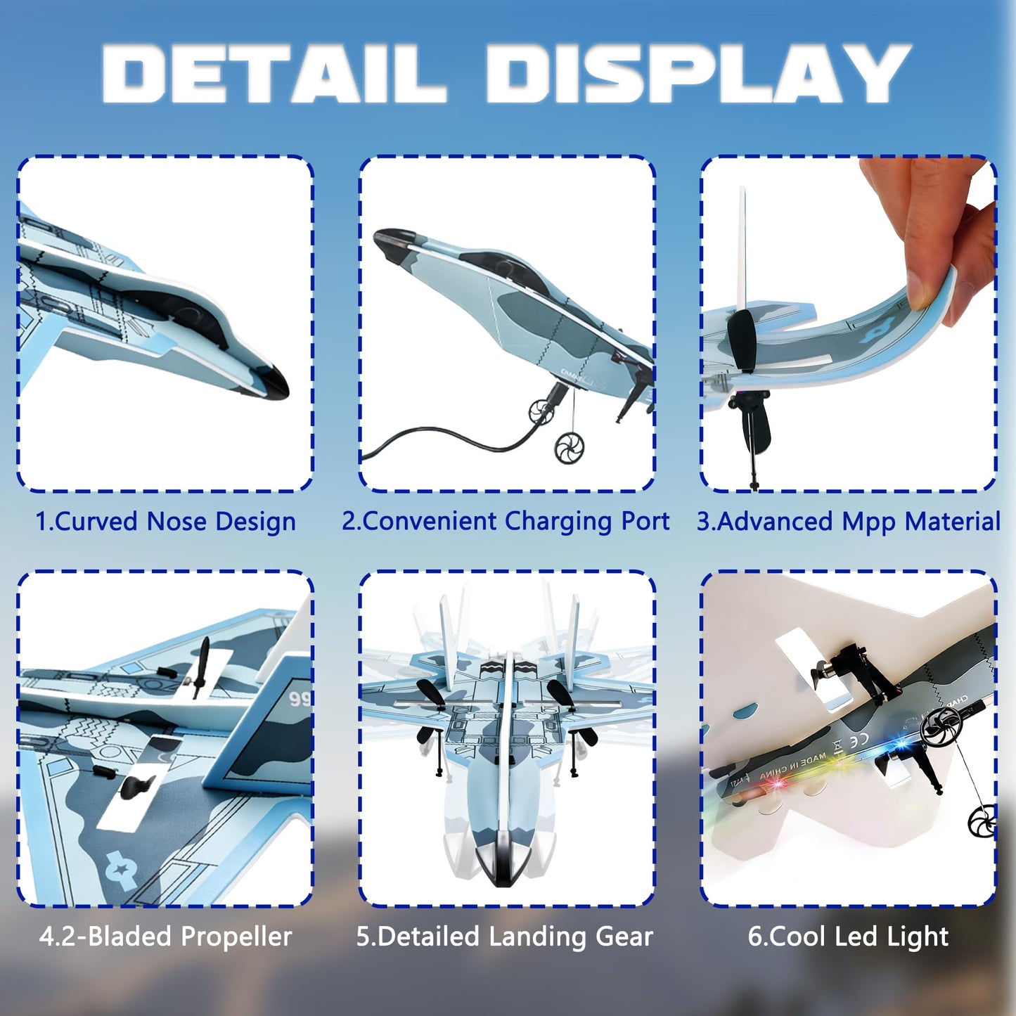 LEFEI Rc Plane, Remote Control Airplane for Boys Kids 6+ Adults Toy Flying Airplane Skyriders Rc Jet Easy to Fly Outdoor Glider for Kids & Beginners (Black-Blue)