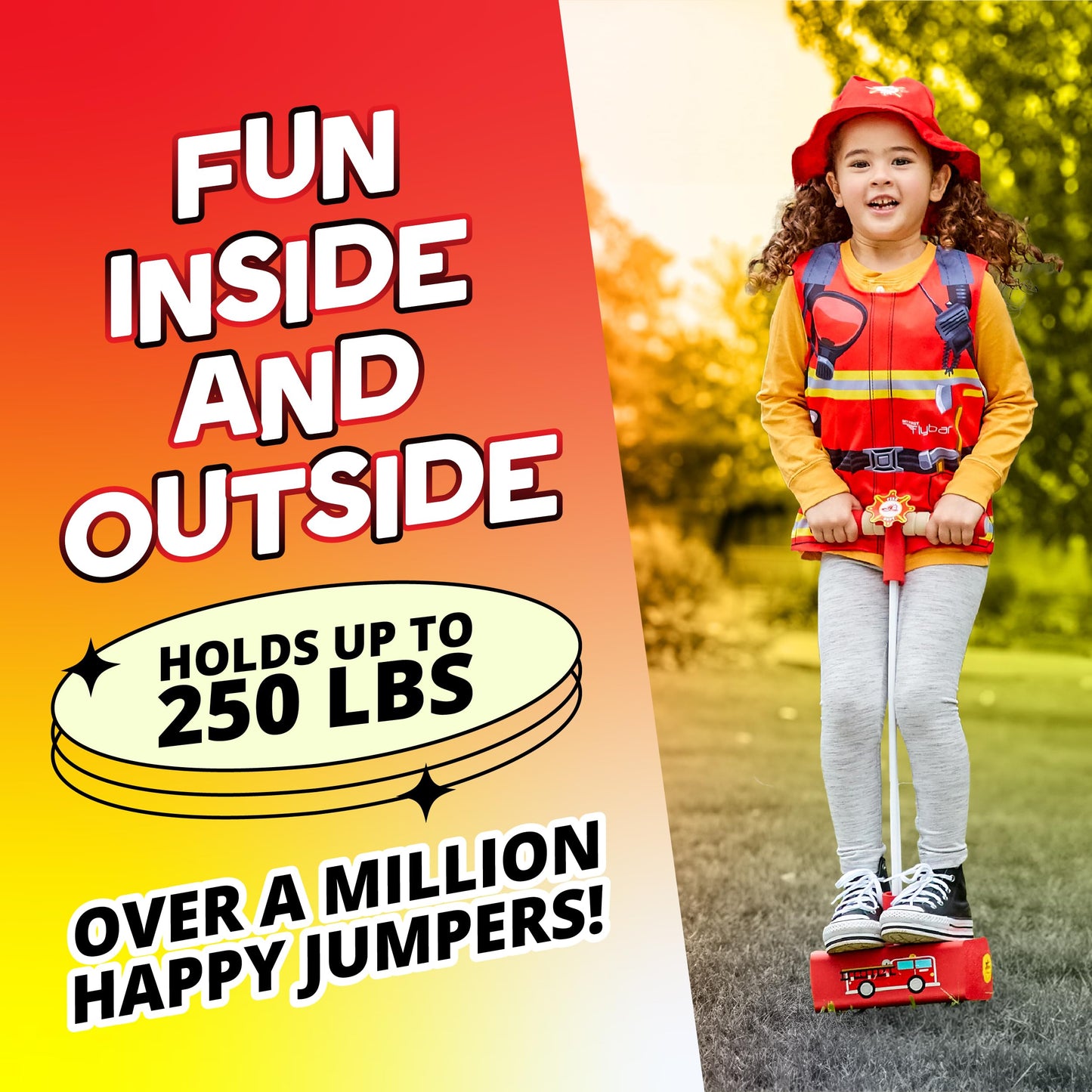 Flybar My First Foam Pogo Jumper for Kids Fun and Safe Pogo Stick for Toddlers, Durable Foam and Bungee Jumper for Ages 3 and up, Supports up to 250lbs (Red Fire)