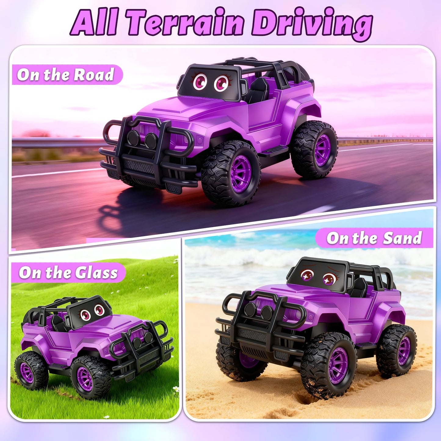 Ynybusi Remote Control Car RC Racing Cars, 1:20 Scale Remote Control Monster Truck, 2.4Ghz LED Light Off-Road Rc Cars,Toy Cars for Kids Boys Girls 6 7 8 9 10 Years Old (Purple)