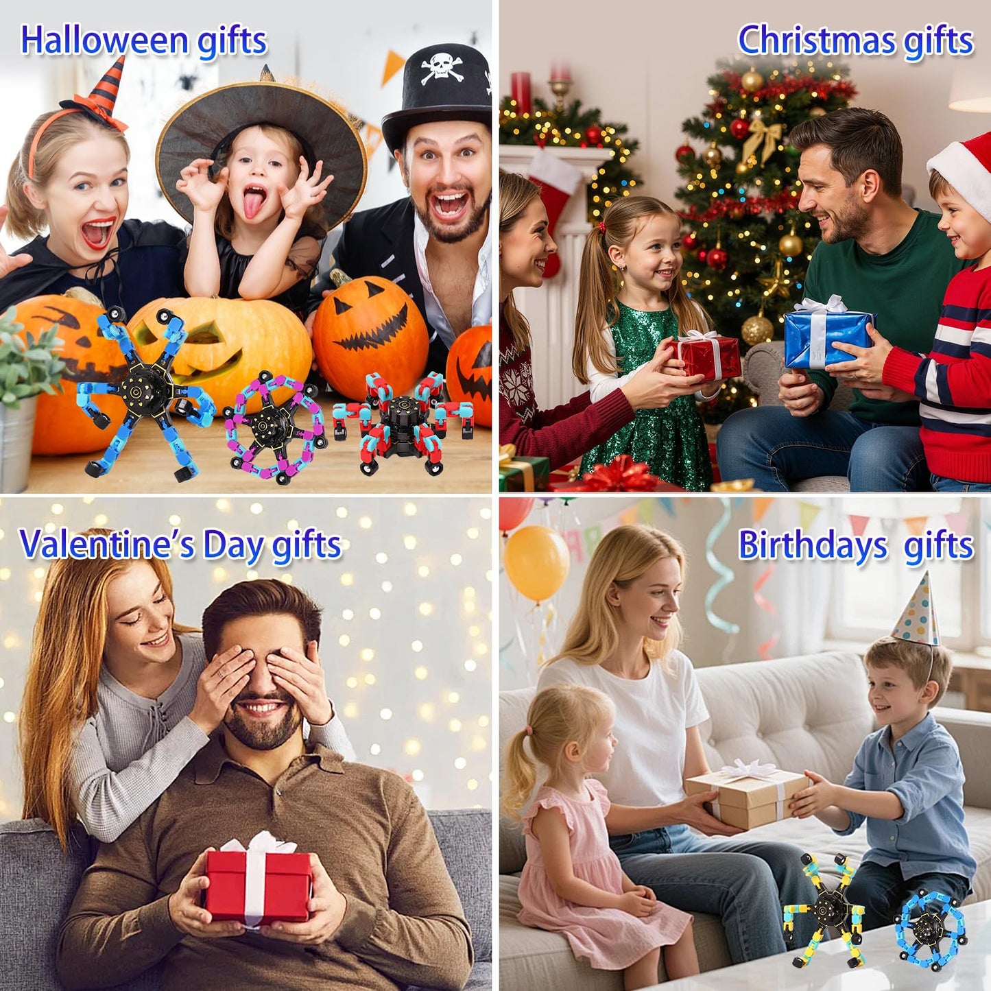 Easter Basket Stuffers for Kids, Transformable Fidget Spinners for Party Favors, Goodie Bag Stuffers, Classroom Prizes, Birthday Gifts, Stress Relief Sensory Toys for Boys & Girls (Glow 12PCS)