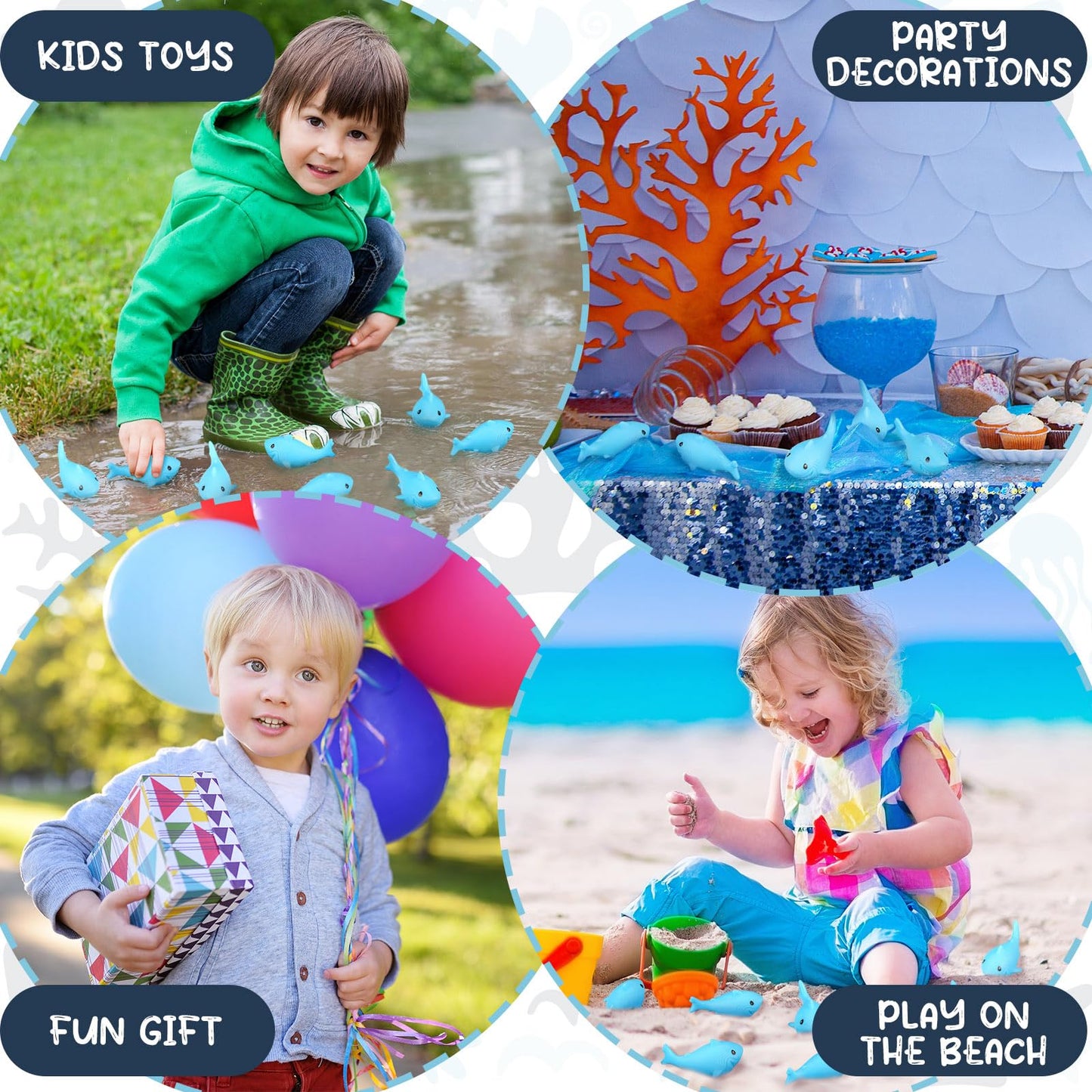 Shappy 30 Pcs Rubber Sharks Luminous Blue Squeezable Bath Toys Floating Cute Squeak Shark Favors Safe for Classroom Carnival Prizes Birthday Tub Party Ornament Pool Fillers