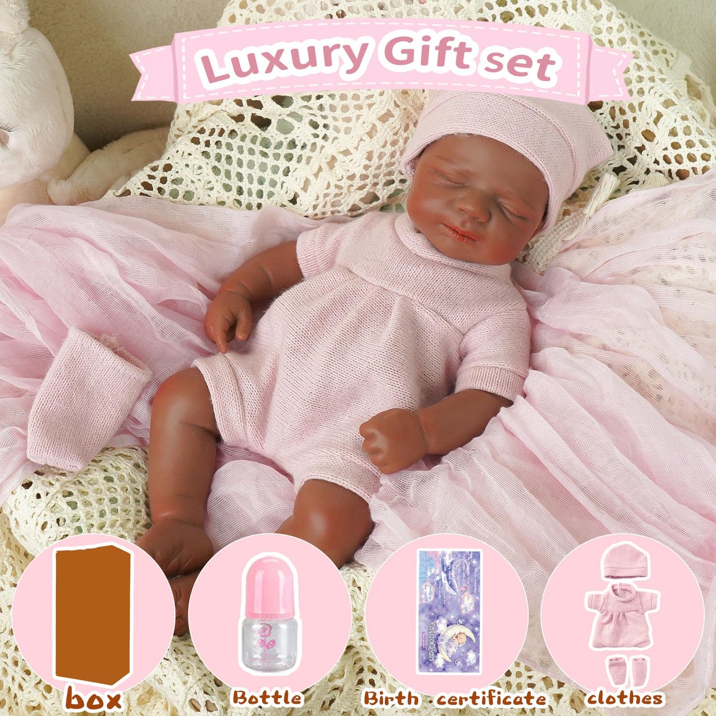 YaLuoQian Realistic Reborn Baby Dolls-11.8 inch Silicone Reborn Baby Dolls Full Body Newborn Baby Doll Silicone Girl with Clothes Set Gift Box for Kids Age 3+