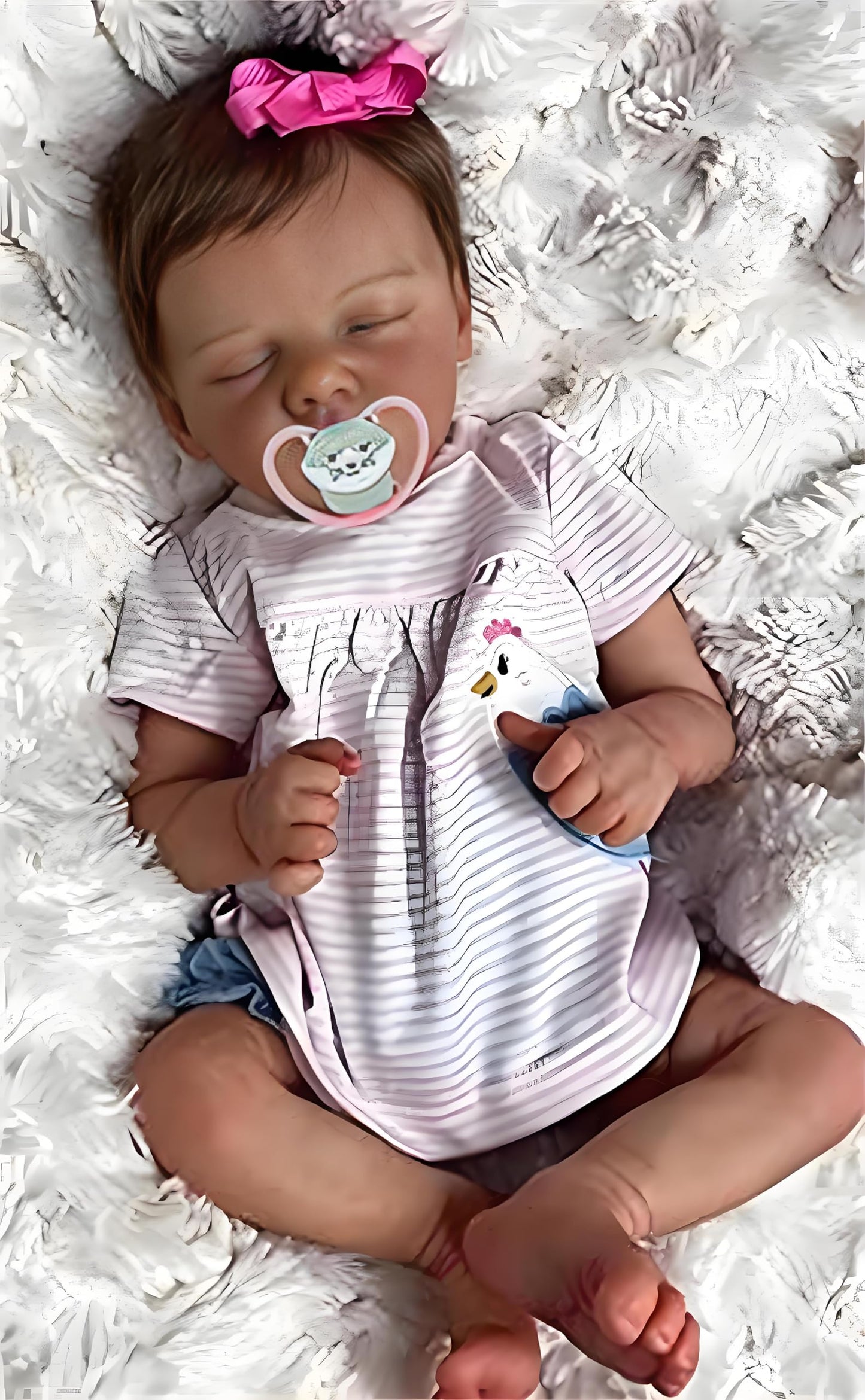QXYIXZ 18 Inch Realistic Reborn Baby Doll - Sleeping Lifelike Newborn Girl Doll, Full Body Soft Silicone Vinyl, Handcrafted Weighted Reborn Baby with Gift Set & Accessories, Ideal for Kids Age 3+