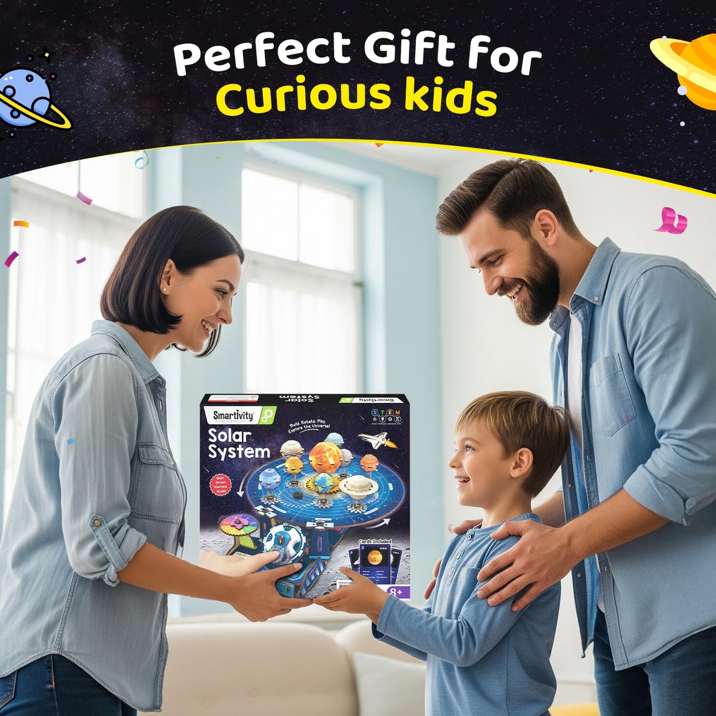 Smartivity Solar System Kit | Gear-Driven Working Model of Planets | Birthday Gift for Boys & Girls 8,9,10,11,12,13,14 Years I Build, Rotate & Explore Astronomy | Learn Solar System & Science Facts |