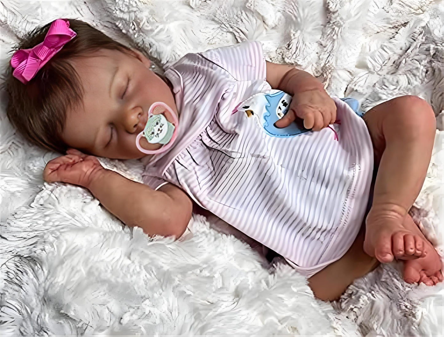 QXYIXZ 18 Inch Realistic Reborn Baby Doll - Sleeping Lifelike Newborn Girl Doll, Full Body Soft Silicone Vinyl, Handcrafted Weighted Reborn Baby with Gift Set & Accessories, Ideal for Kids Age 3+