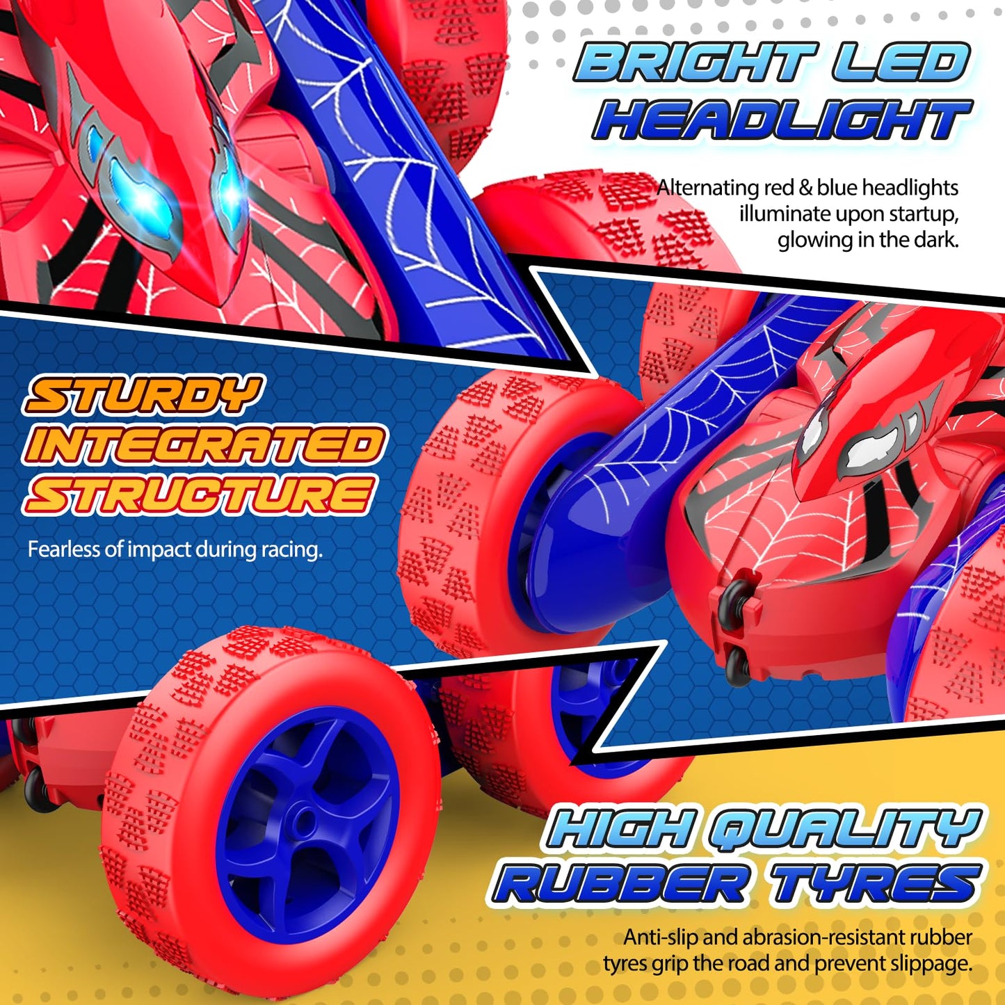 Excitobo Remote Control Car,RC Cars Boys Toys for 3 4 5 6 7 8 9 10 11 12 Year Old Boy Double Sided 360°Flip 4WD Rechargeable Drift RC Race Car Birthday Gifts Easter Basket Stuffers for Kids Age 3-12