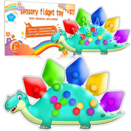 Dinosaur Color Sorting Sensory Toy Roadtrip Travel Essenstial for Toddler Boys Dementia Gift Fine Motor Autism Fidget Preschool Classroom Activities for Kid Valentine Day Easter Basket Stuffer