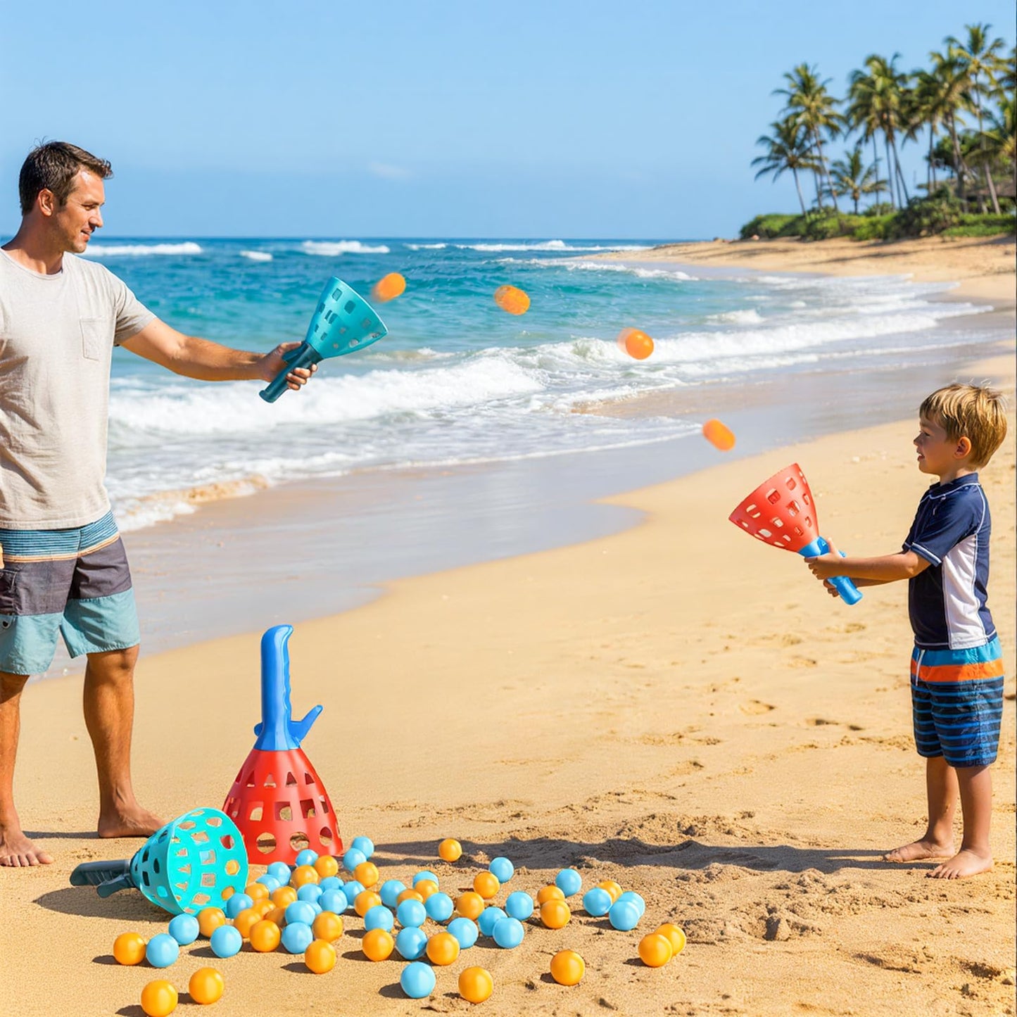 WOANZZ Pop Pass Catch Ball Game - Outdoor & Indoor Sport Toy for Kids Ages 3-5-7 4-8-12 Toss & Catch Game Set Pool Beach Lawn for Boys Girls Family Friends Yard Party Fun