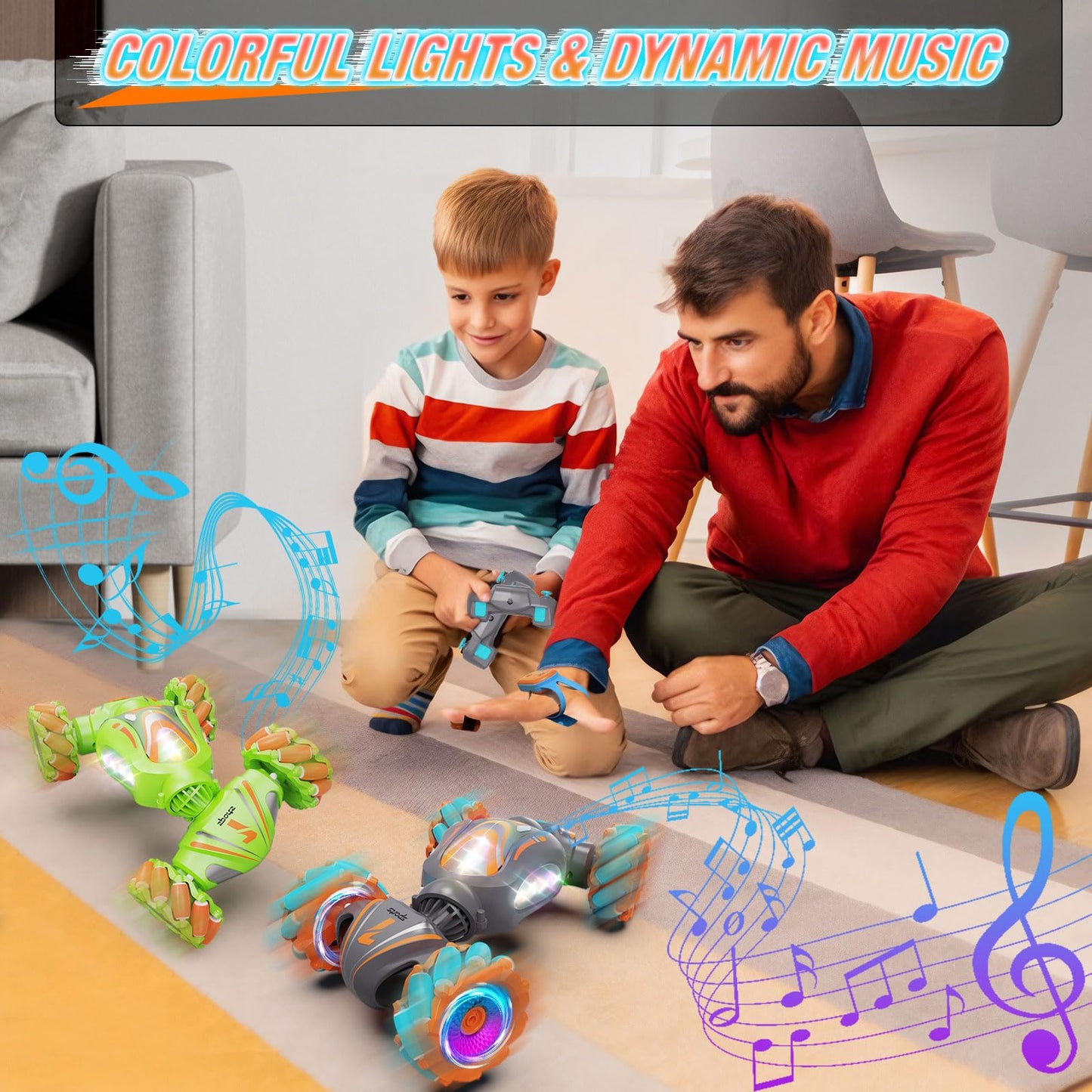 Nicella Remote Control Car, Pink RC Cars for Girls, Gesture Stunt with Light & Music, 4WD, 360° Rotating, 2.4Ghz Remote Control Car Toys, Birthday Gift for Kids Age 6+ (Grey)
