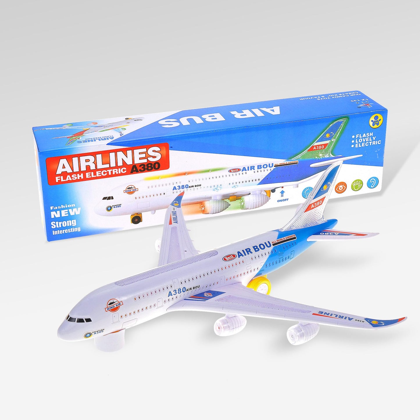 PowerTRC 2 Packs Kids Airplane Toys, Bump & Go Action Toddler Toy Airplane with LED Flashing Light, Music, Airplane Sound, Great Gift for Boys Girls Ages 3-12