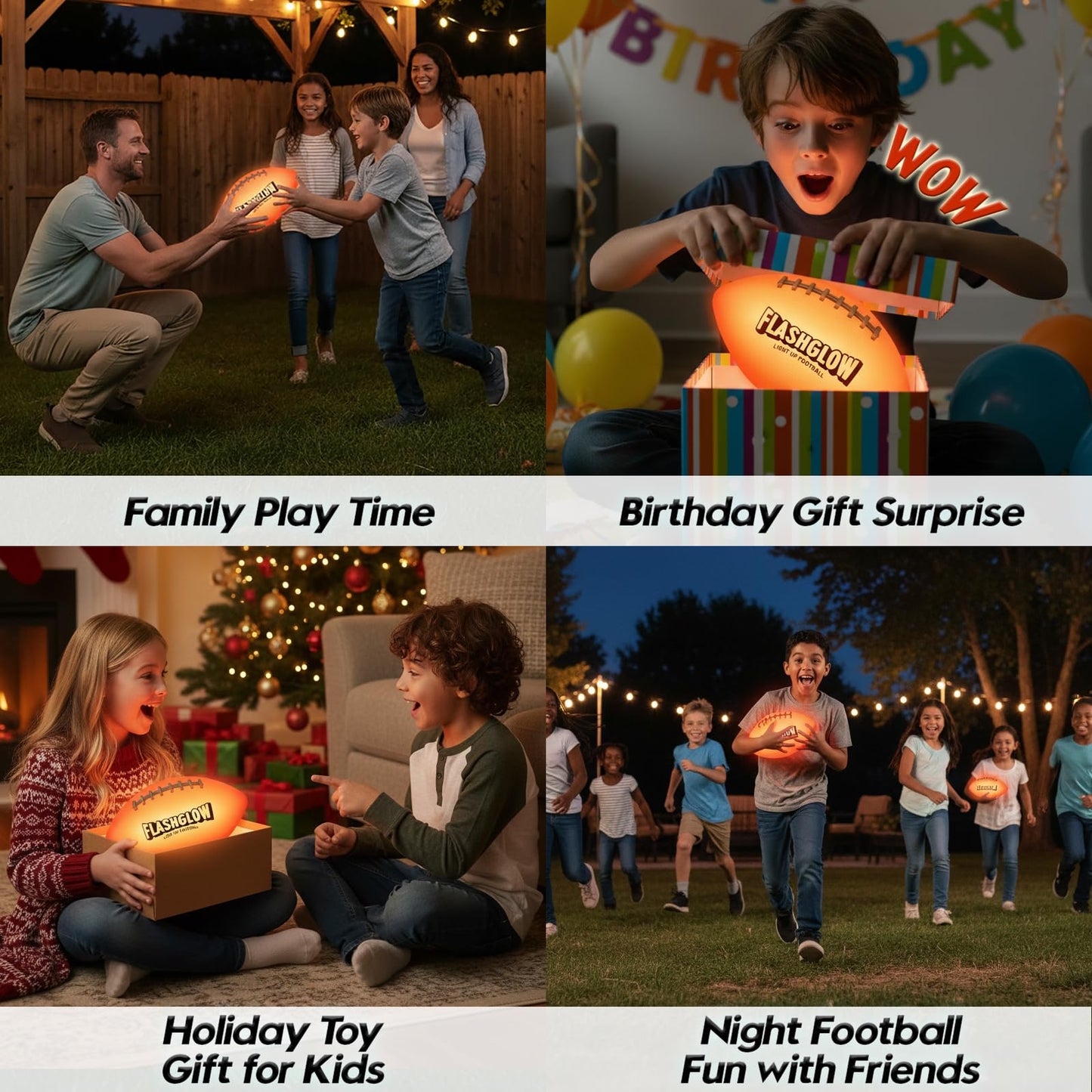 Light Up Football for Boys: Glow in The Dark - Toys for Kids Teen Boys Ages 8-15 - Birthday Christmas Easter Gift Ideas - Outdoor Sports Activity Night Play - 8 9 10 11 12 13 14 15 Years Old Teenager