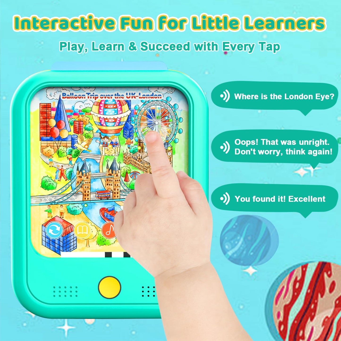 Kids Learning Tablet Bilingual, Educational Learning Toys for Toddlers 3-5 Year Olds, with 2000+ Words and Games, Autism Sensory and Speech Therapy Toys, 3 4 5 6 Year Old Boy Girl Birthday Gift(Green)