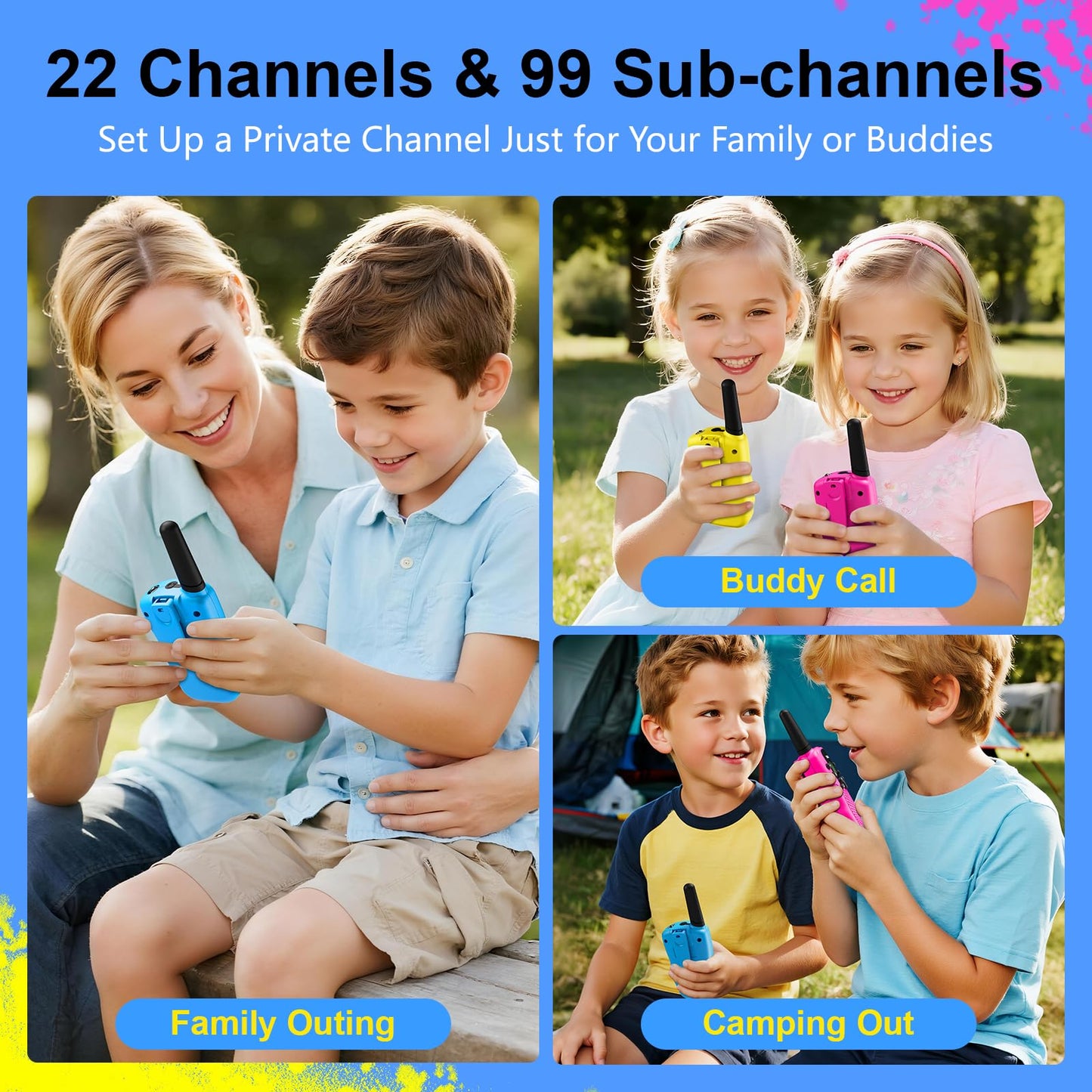 Walkie Talkies for Kids Games Outdoor Toys for 3-12 Year Old Boys Girls, 3 Miles Long Range Walkie Talkie to Camping Hiking, 4 Year Old Girl Birthday Gifts for 3 4 5 6 7 8 9 Year Old Boy Girl Gift