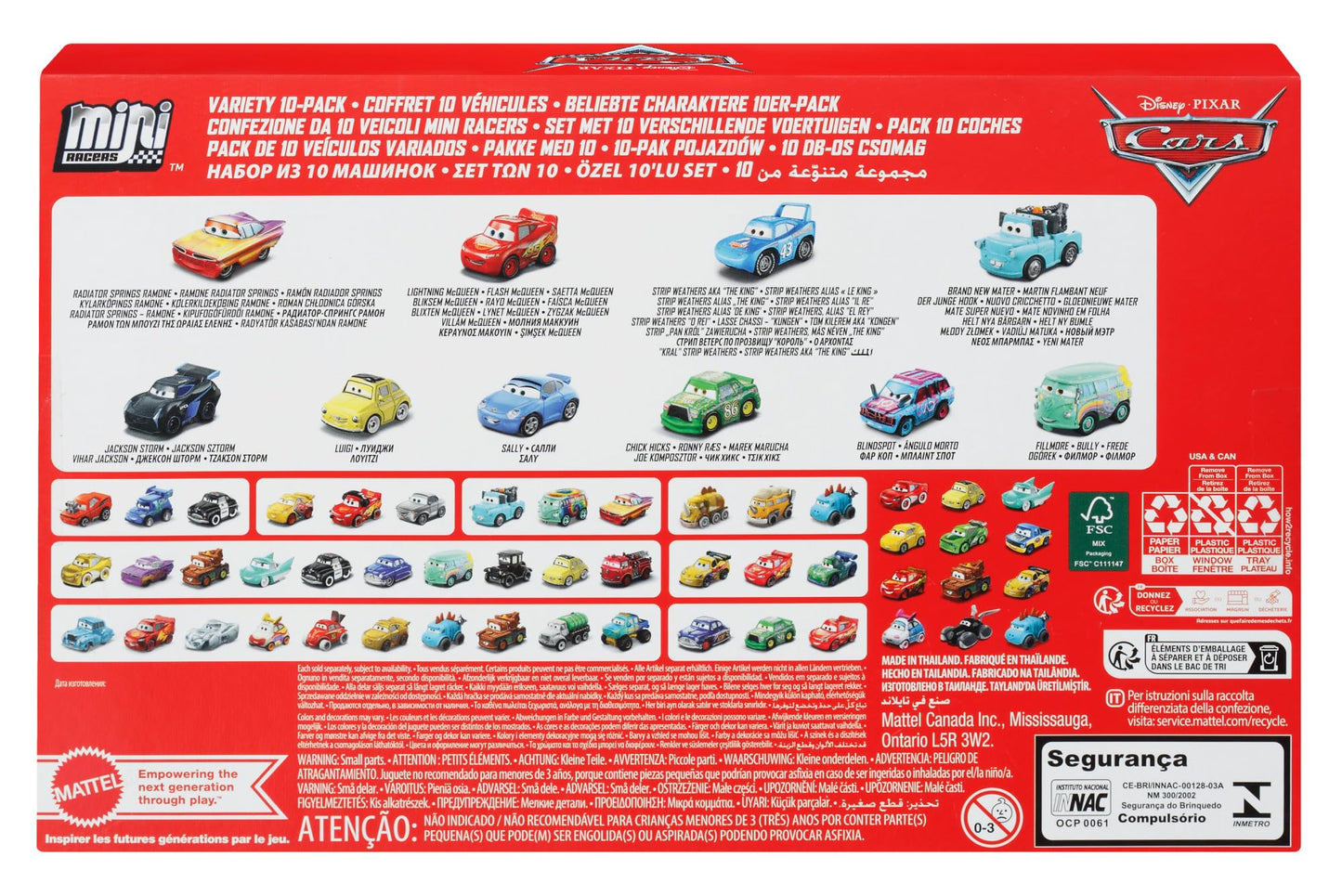 Mattel Disney Pixar Cars Mini Racers 10 Pack of Collectible Toy Vehicles for Kids & Collectors Ages 3 Years Old & Up (Amazon Exclusive)