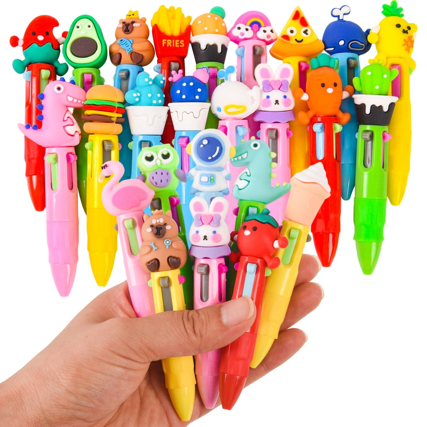 LiYiQ 25 PCS Multicolor Pen in One Fun 4-in-1 Cute Pens Bulk Kawaii Cool Ballpoint Pens for Kids Fun Gifts