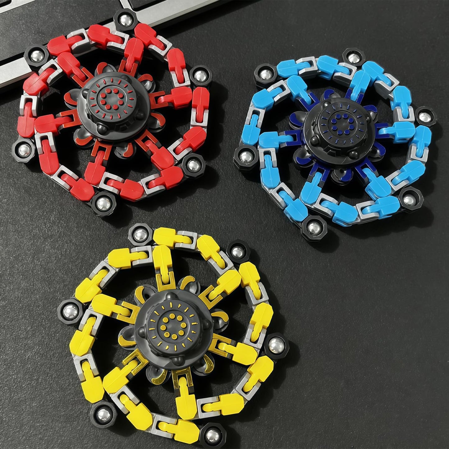 24Pcs Transformable Fidget Spinners Toys- Deformable Fingertip Gyro Stress Relief Sensory Toys, Easter Party Favors & Birthday Gifts for Kids Adults Boys Girls