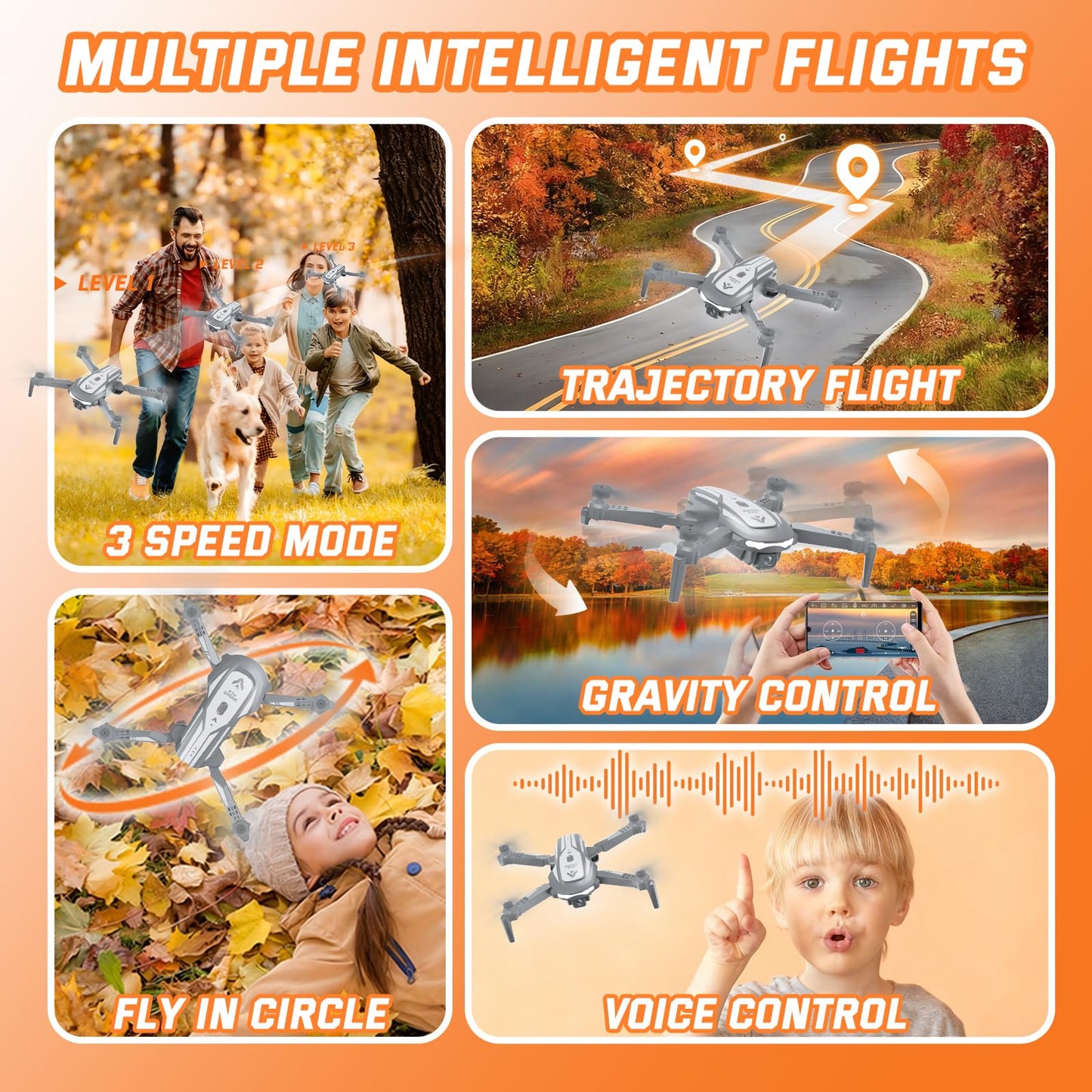 Drone with Camera for Kids Adults, Mini Foldable FPV Drones Remote Control Helicopter, RC Quadcopter with 1080P Live Video Camera, Gestures Selfie, One Key Start,2 Batteries, Toys/Gifts for Boys Girls